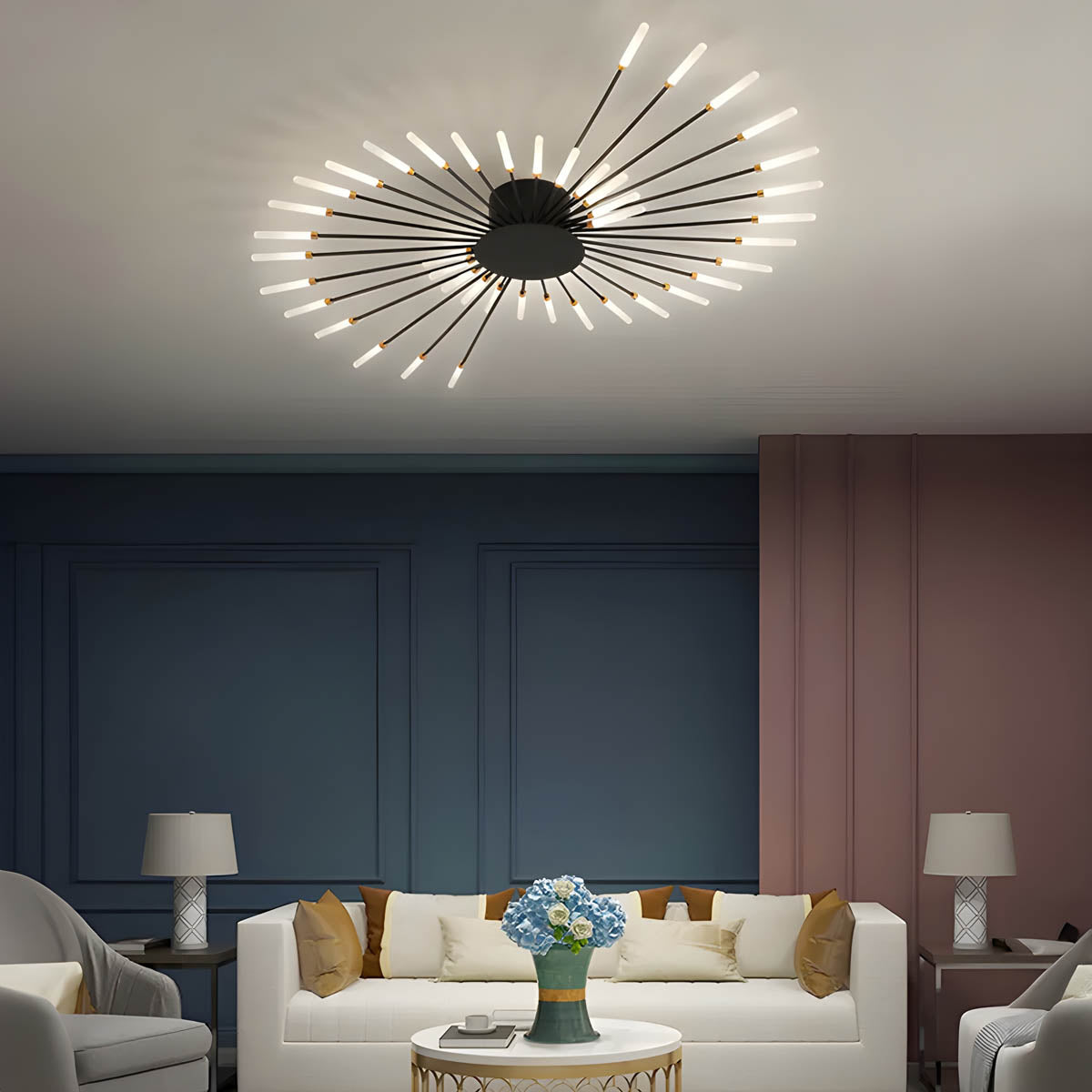 Aluminium and Acrylic LED Semi-Flush Chandelier