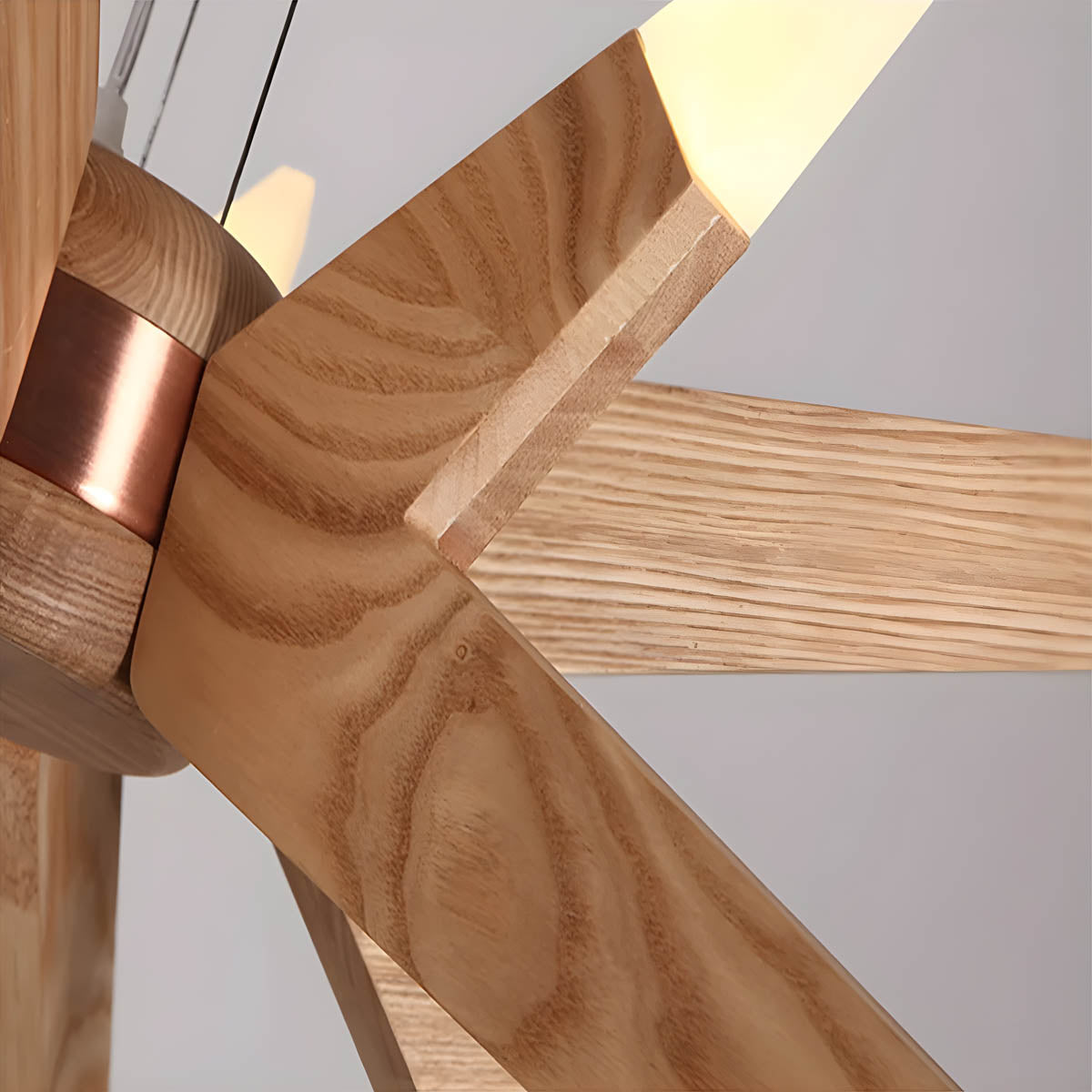 Natural Wood & Acrylic 12-Light Chandelier G4 LEDs, 128×45 cm