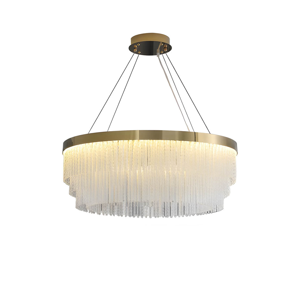 Crystal chandelier with stainless steel frame