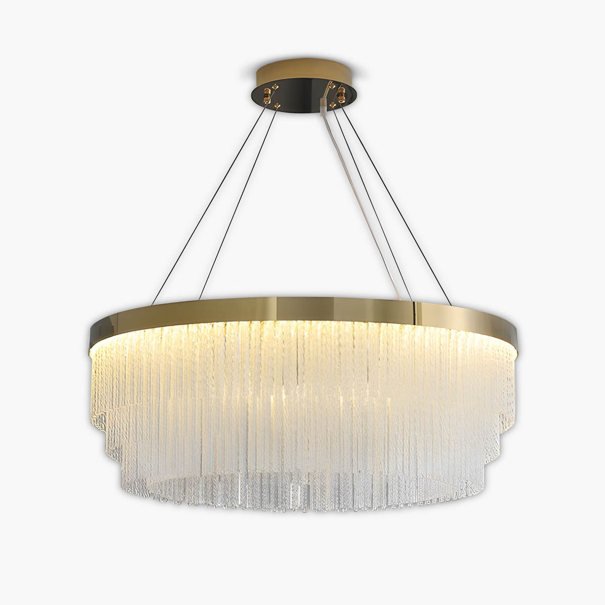 Crystal chandelier with stainless steel frame