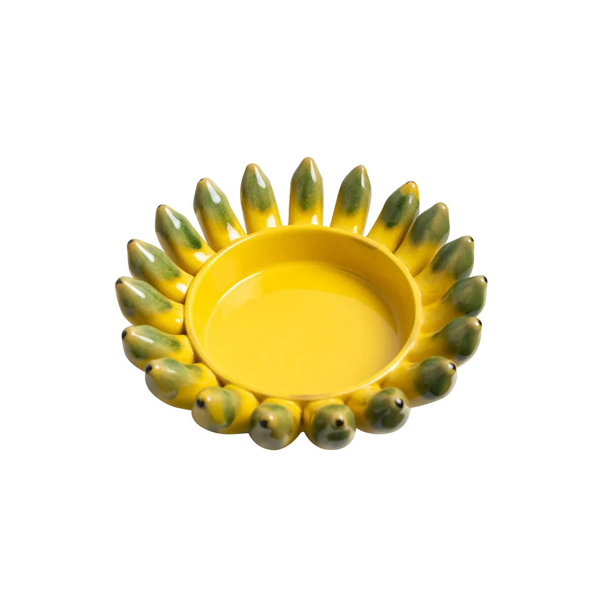 Yellow Glazed Ceramic Vase & Fruit Bowl Set — Sculptural Table Centrepiece