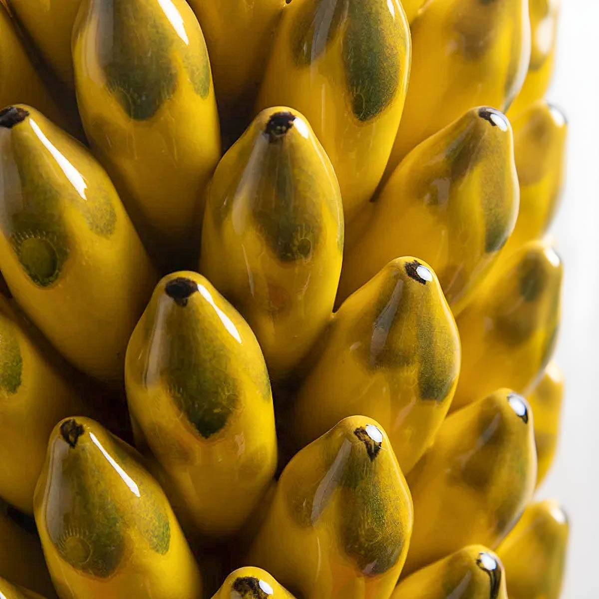 Yellow Glazed Ceramic Vase & Fruit Bowl Set — Sculptural Table Centrepiece