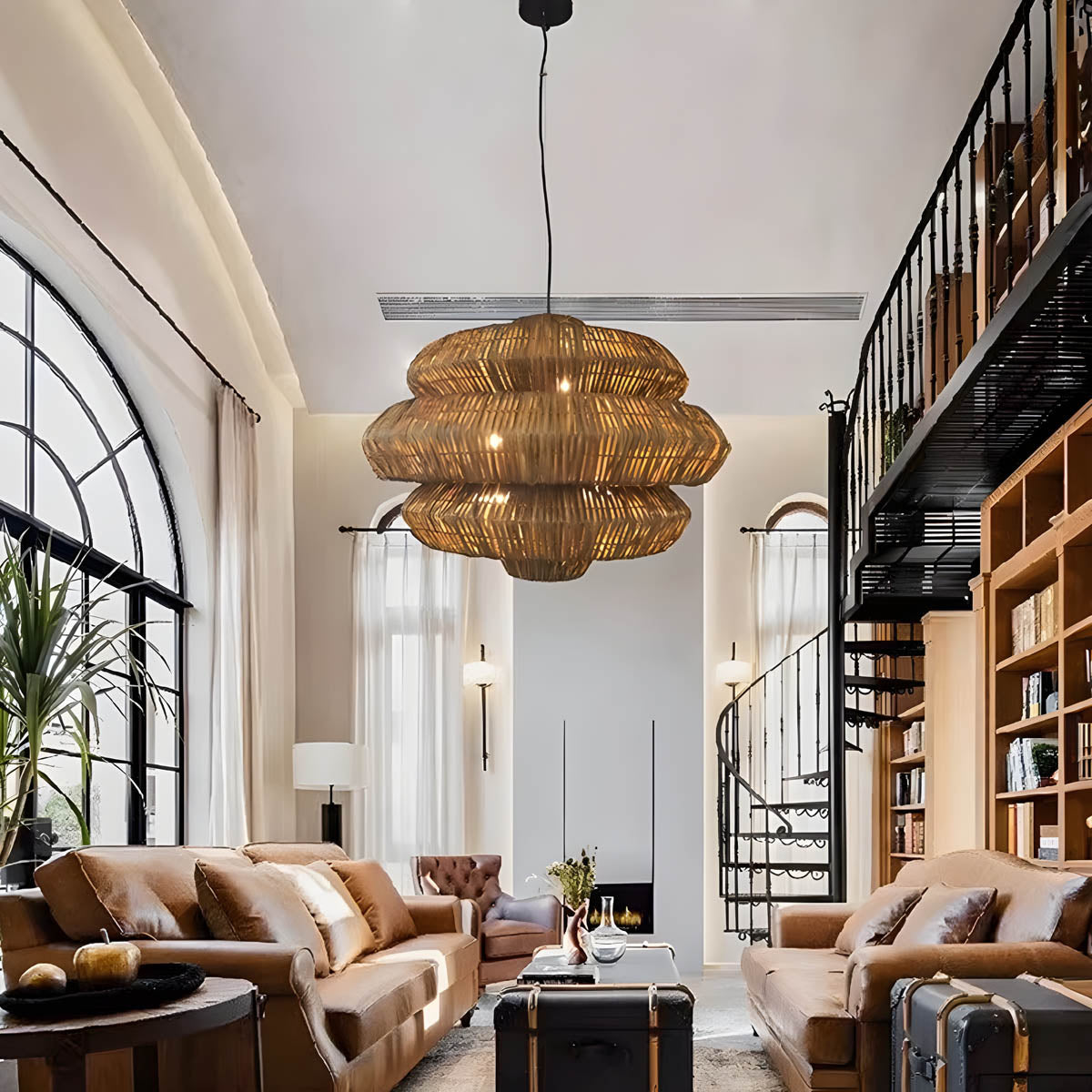 Layered Rattan Pendant Light E27 40-80 cm