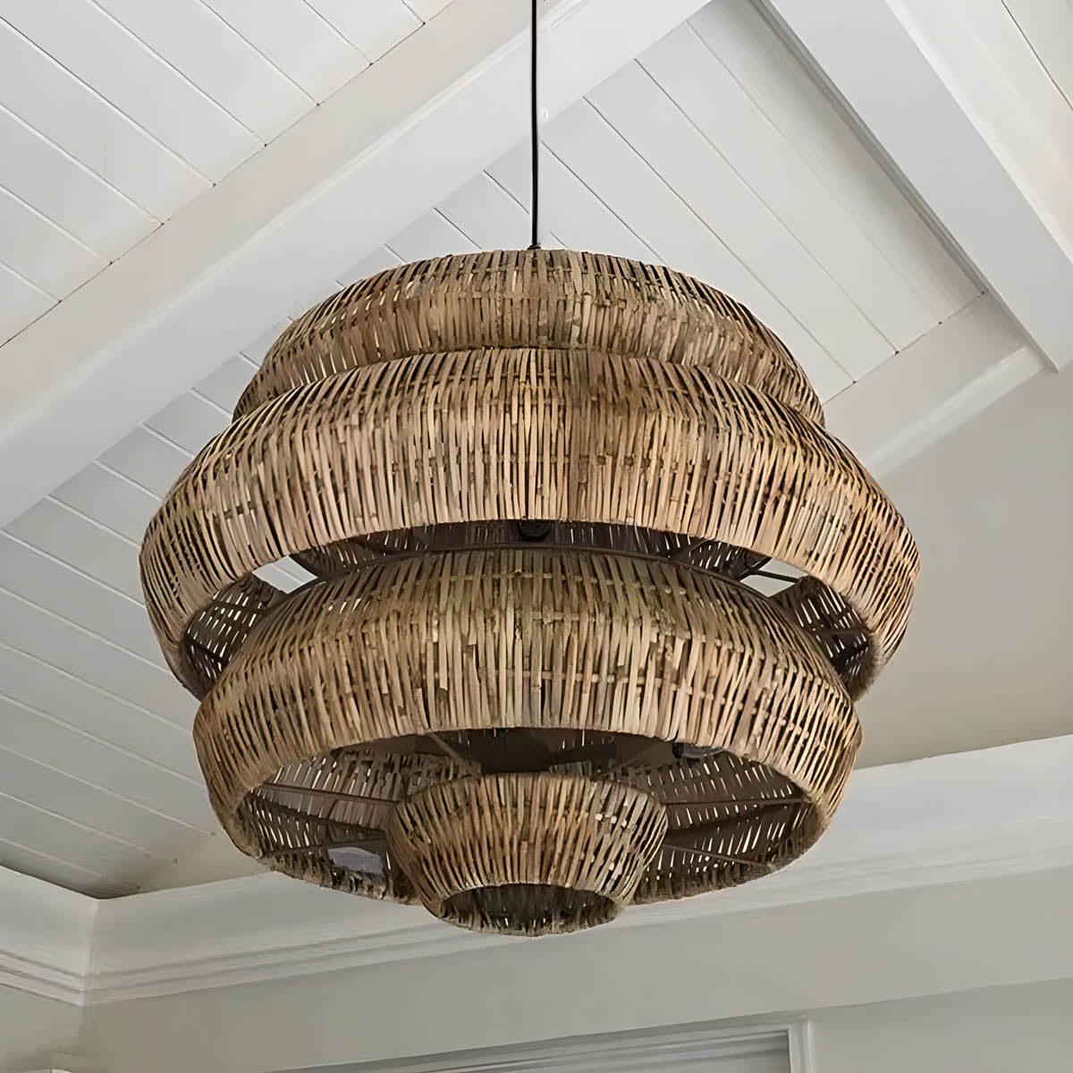 Layered Rattan Pendant Light E27 40-80 cm