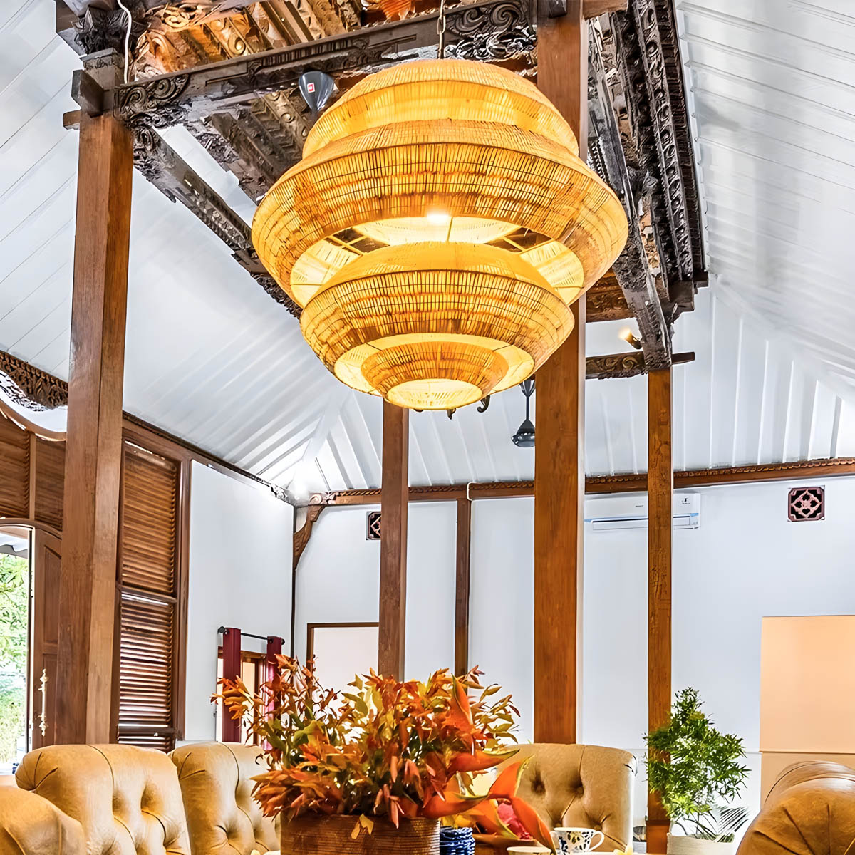 Layered Rattan Pendant Light E27 40-80 cm