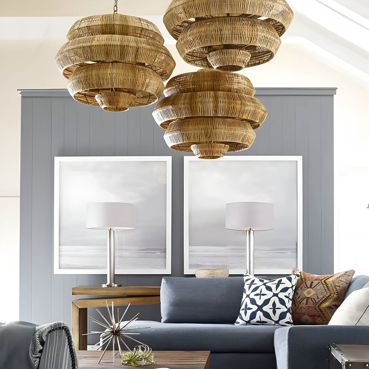 Layered Rattan Pendant Light E27 40-80 cm