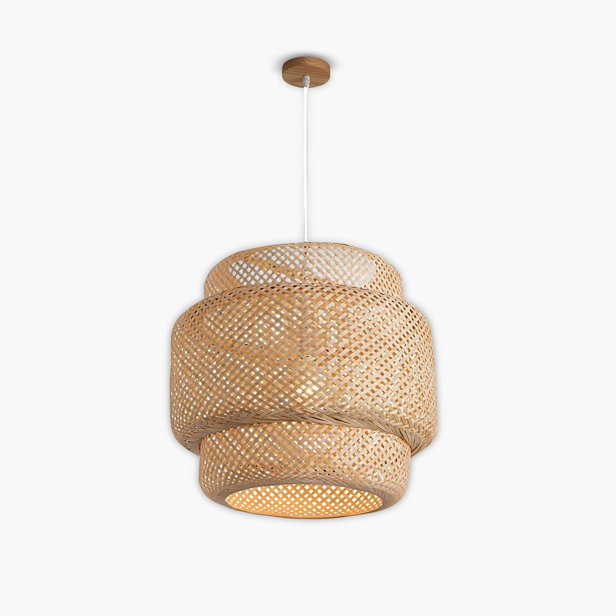Natural bamboo cord pendant light 30 cm, boho / Japandi style