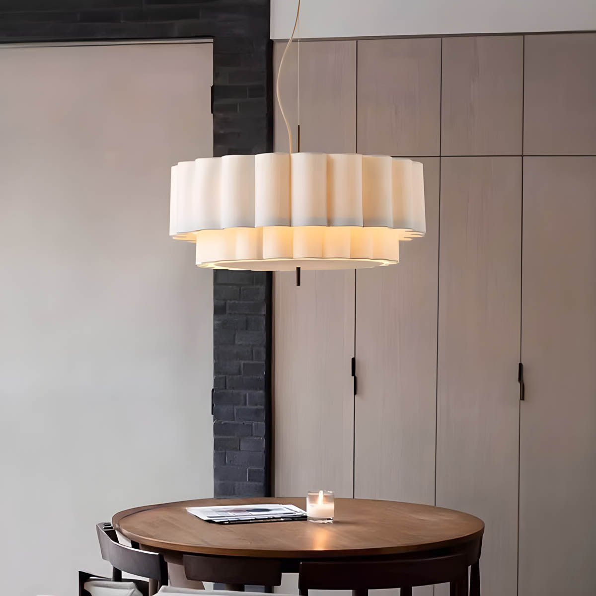 Pleated Hessian Pendant Light E27 50-65 cm Statement