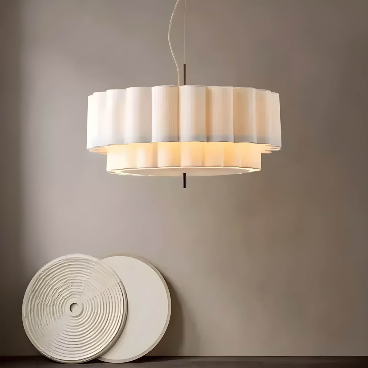 Pleated Hessian Pendant Light E27 50-65 cm Statement