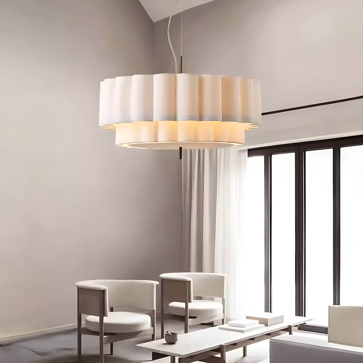 Pleated Hessian Pendant Light E27 50-65 cm Statement