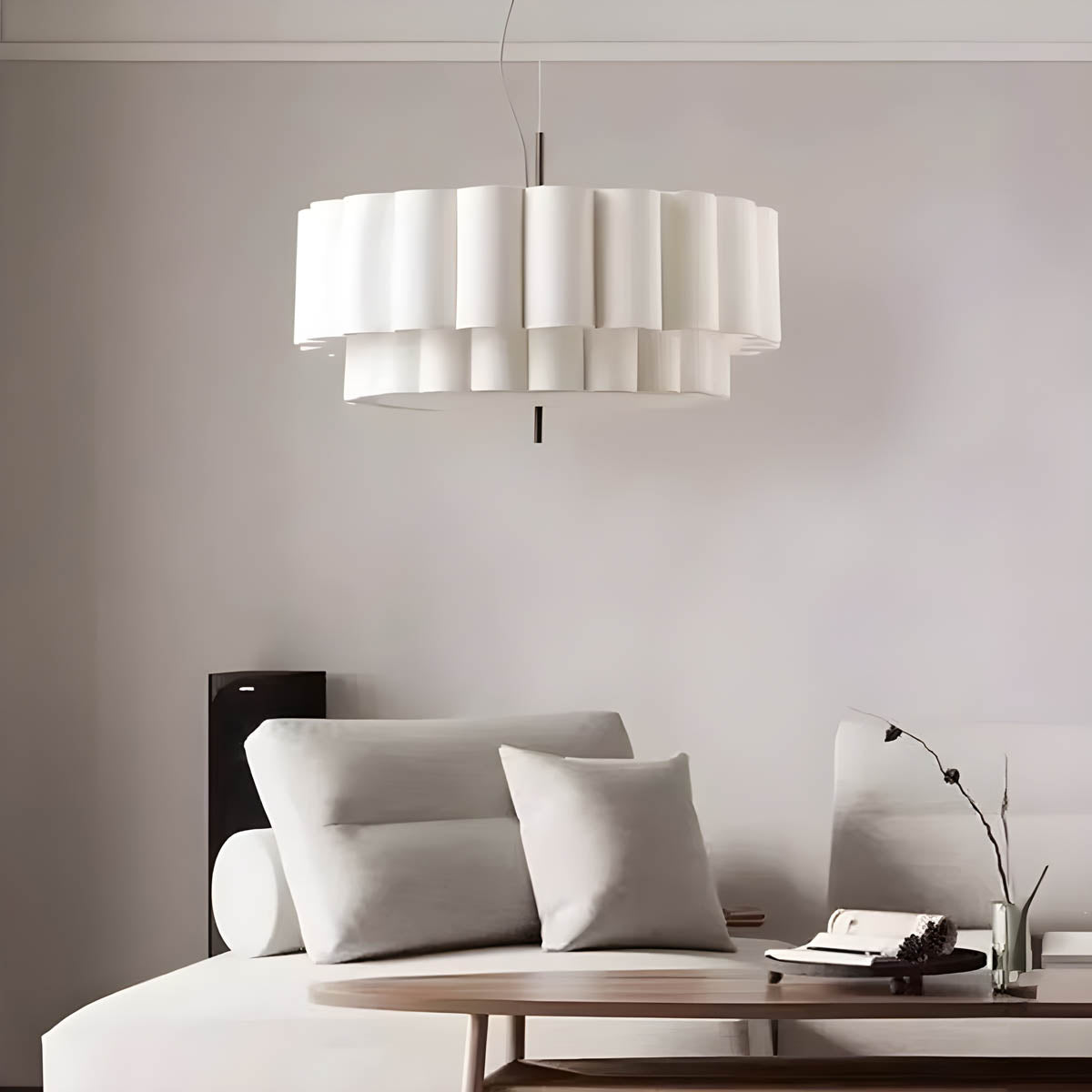 Pleated Hessian Pendant Light E27 50-65 cm Statement