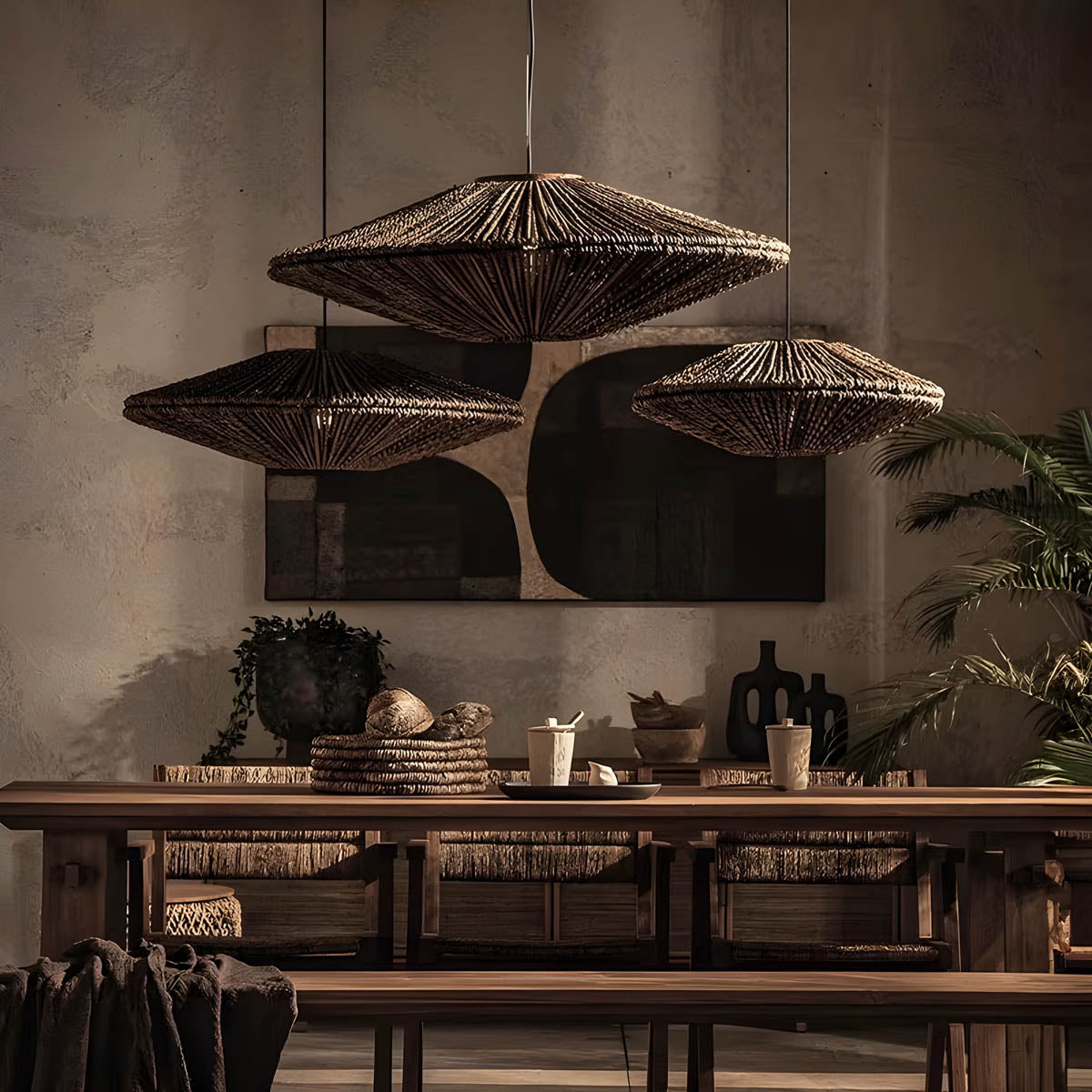 KASUMI Hand-Knitted Rattan Pendant Light LED