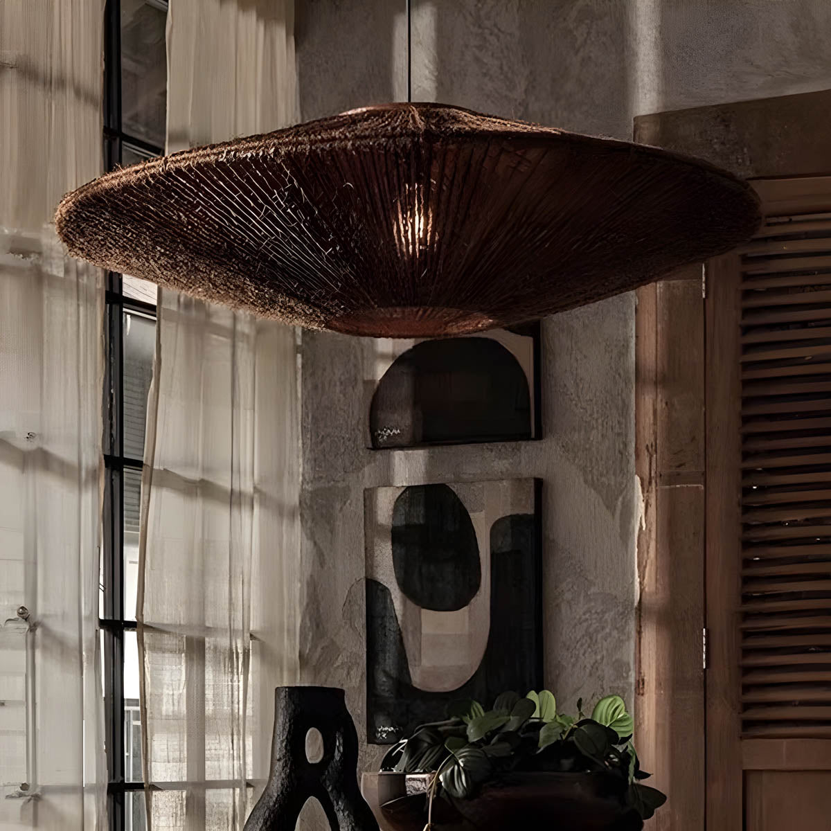 Hand-Knitted Rattan Pendant Light LED