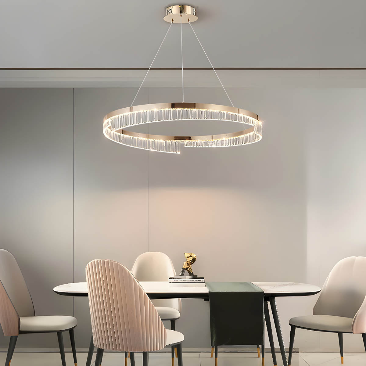 Ring LED Aluminium & Acrylic Chandelier 40 cm Tricolour Dimmable