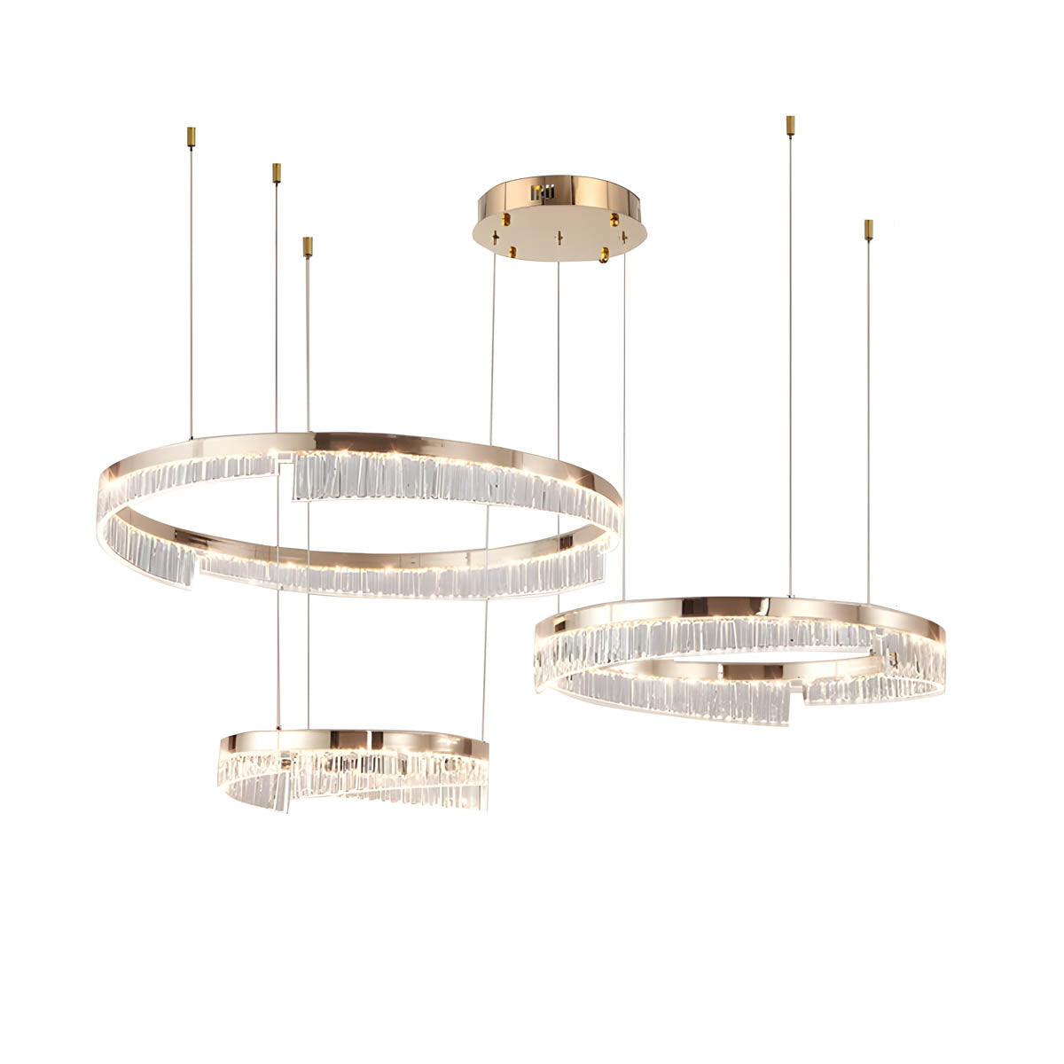 Ring LED Aluminium & Acrylic Chandelier 40 cm Tricolour Dimmable