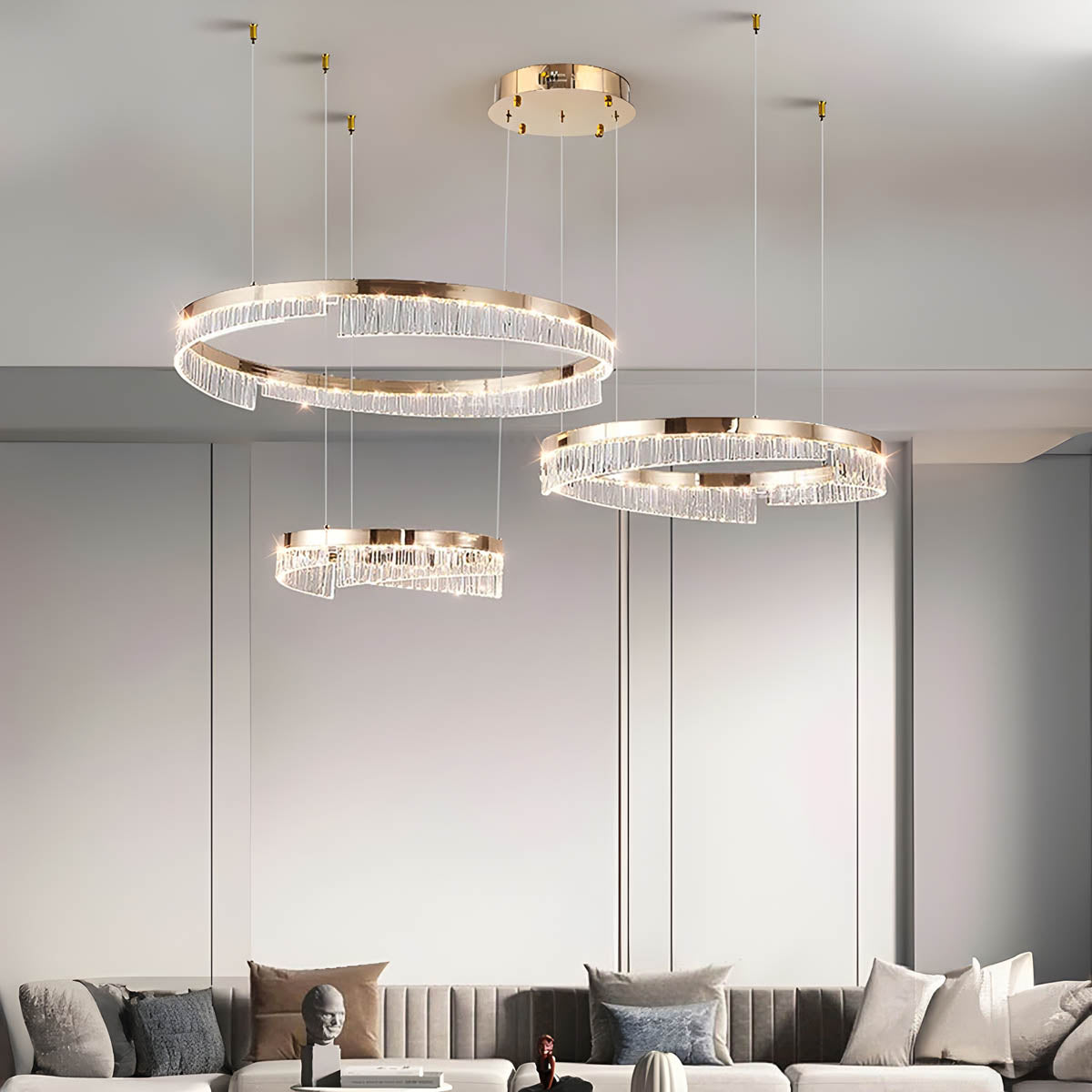 Ring LED Aluminium & Acrylic Chandelier 40 cm Tricolour Dimmable