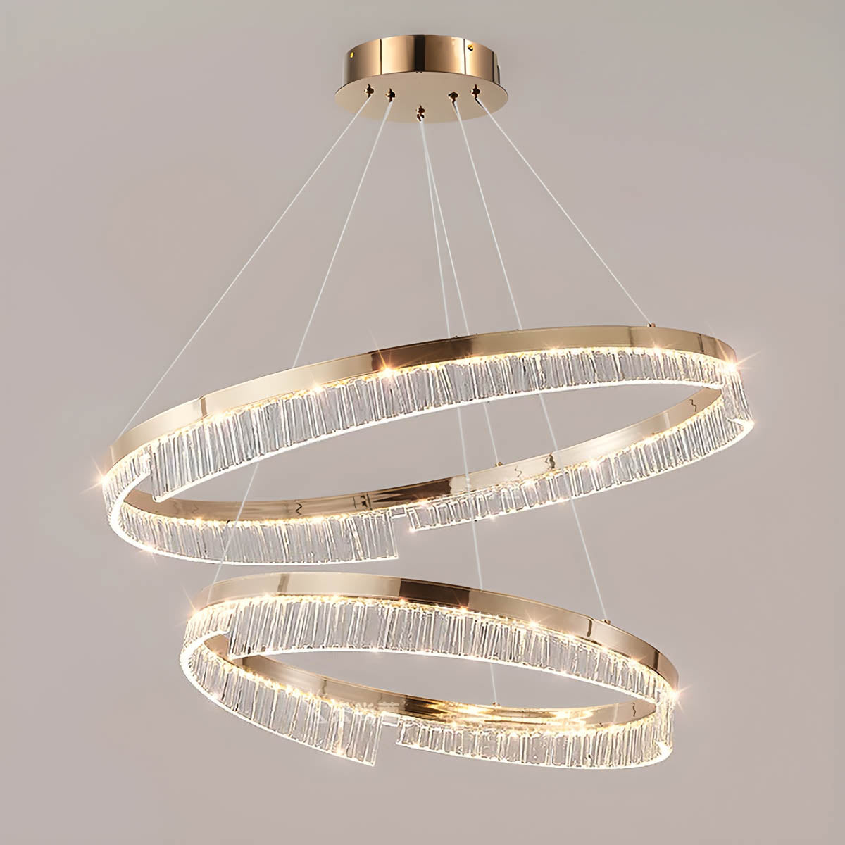 Ring LED Aluminium & Acrylic Chandelier 40 cm Tricolour Dimmable