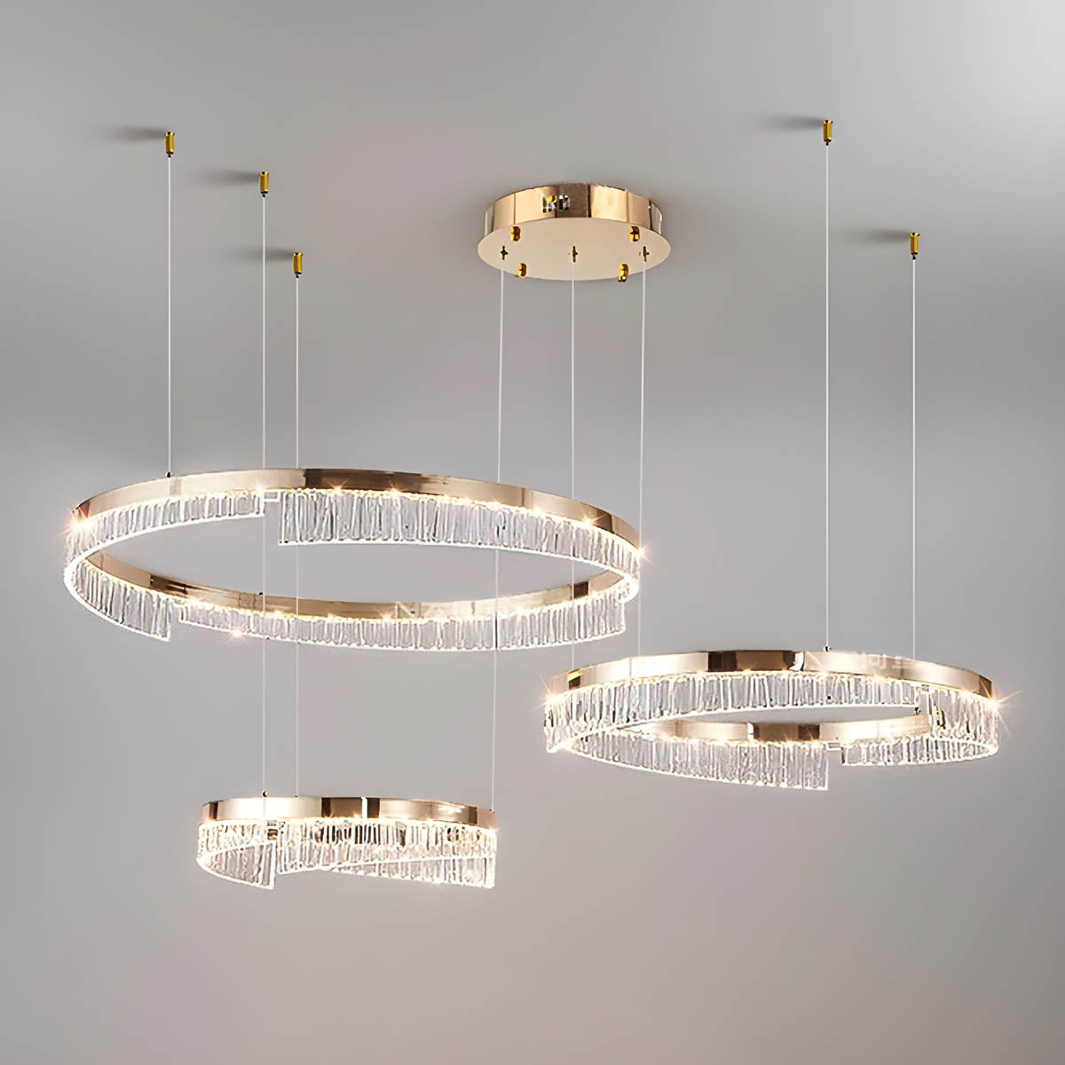 Ring LED Aluminium & Acrylic Chandelier 40 cm Tricolour Dimmable