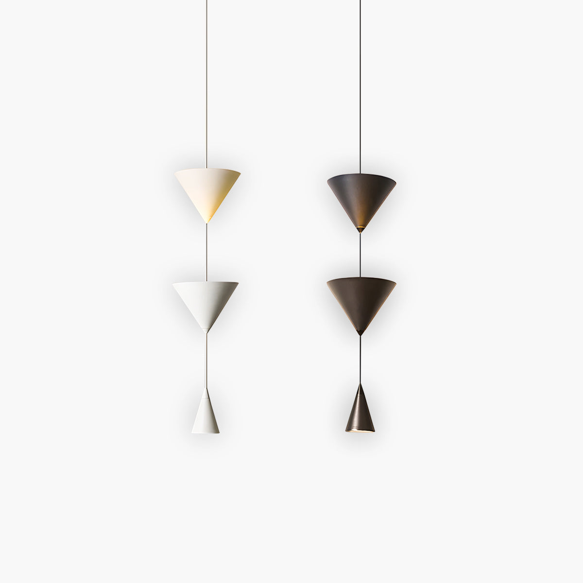 Triple-cone iron pendant light LED, adjustable cord