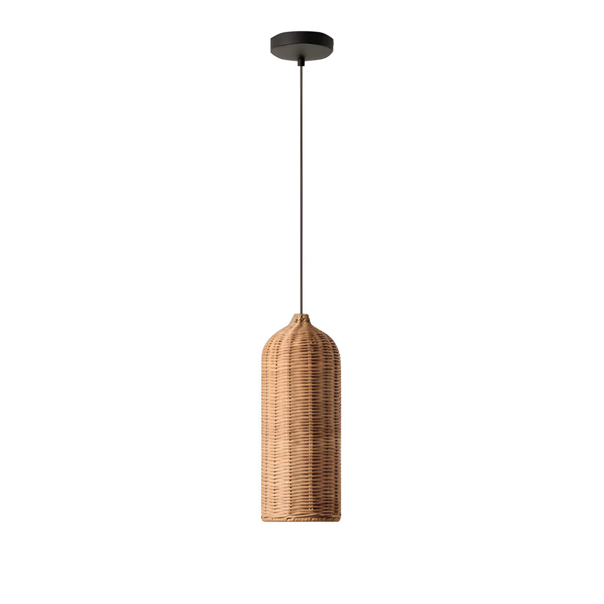 Handwoven rattan and hemp rope pendant light
