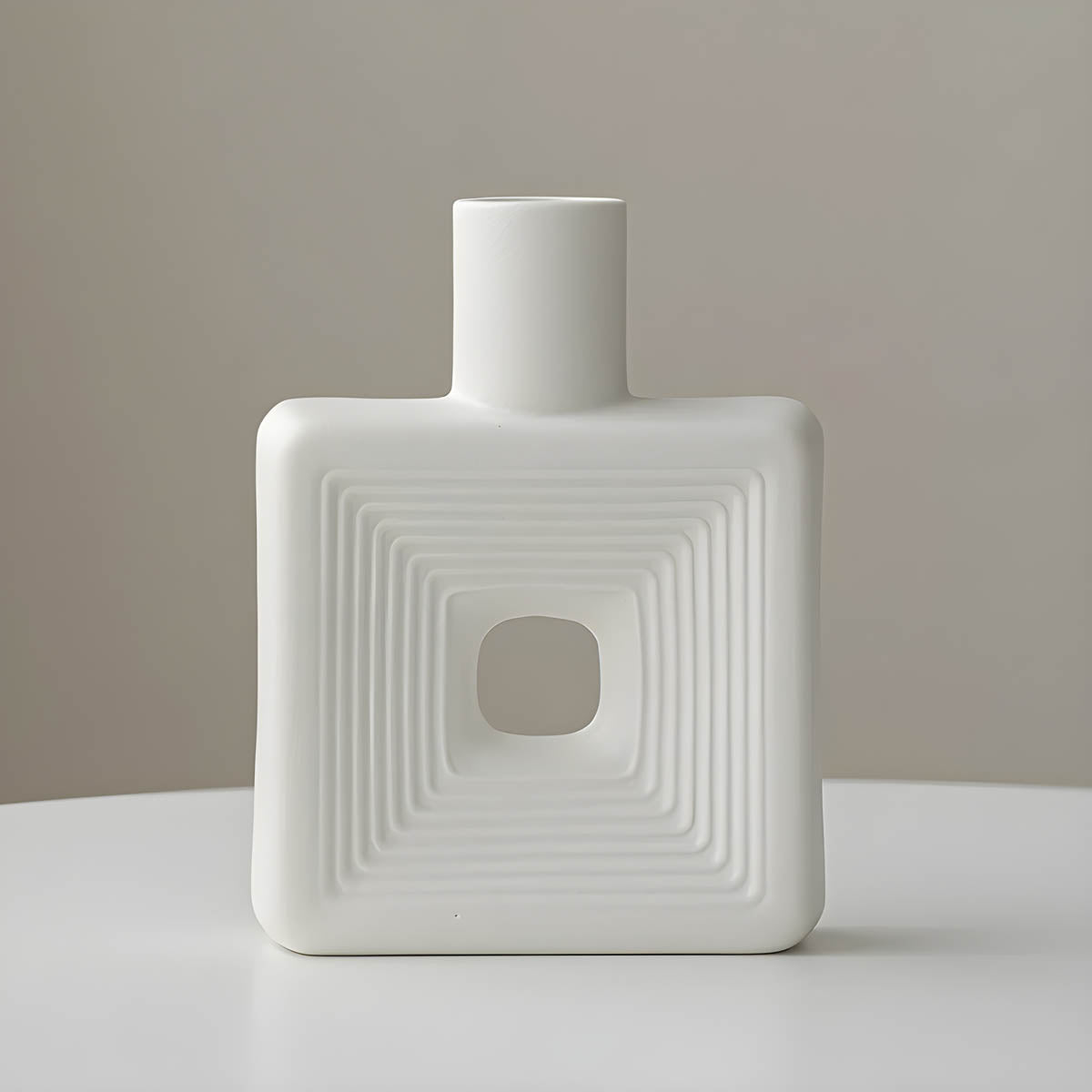 Minimalist Square Ceramic Vase, White & Porcelain — Geometric Home Accent