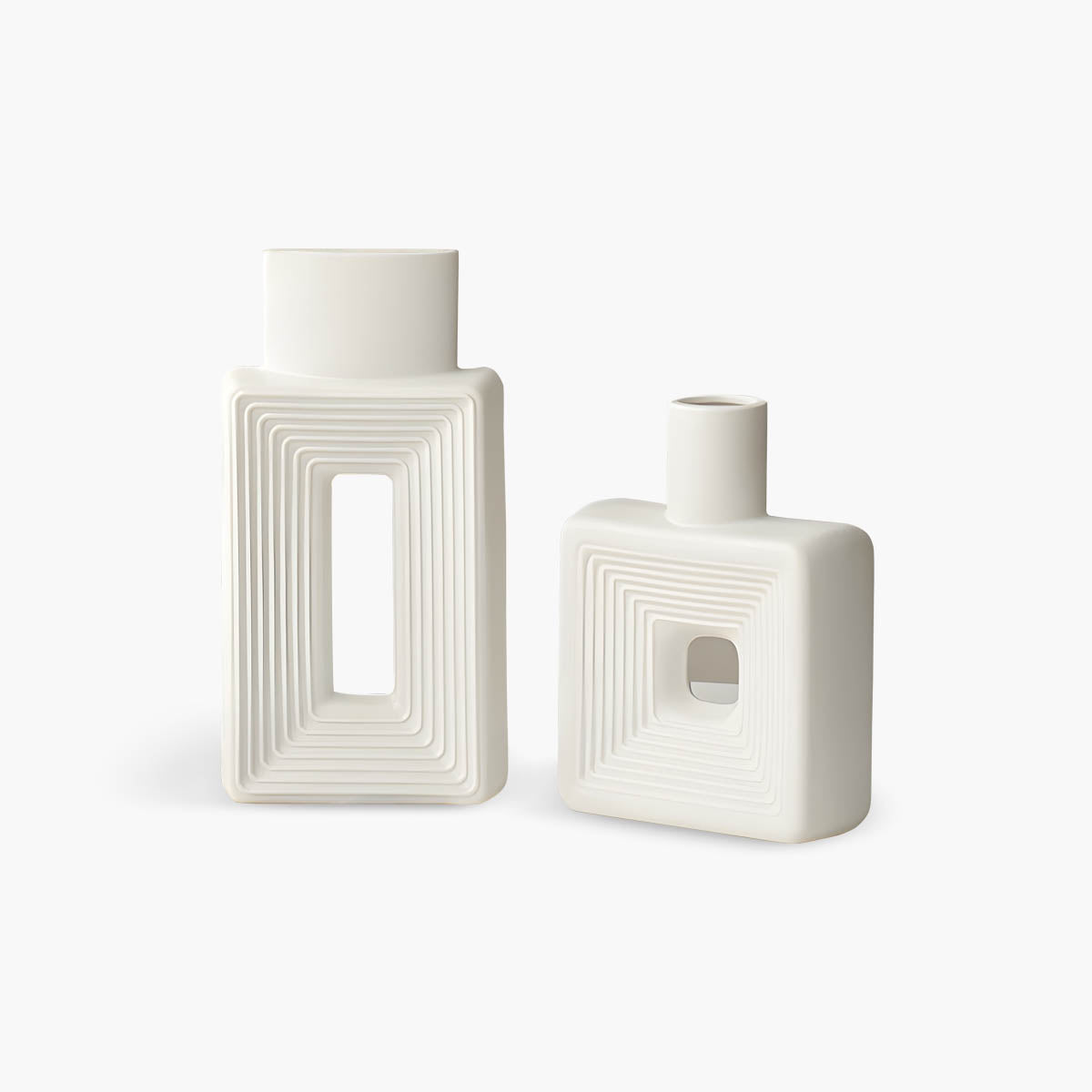 Minimalist Square Ceramic Vase, White & Porcelain — Geometric Home Accent