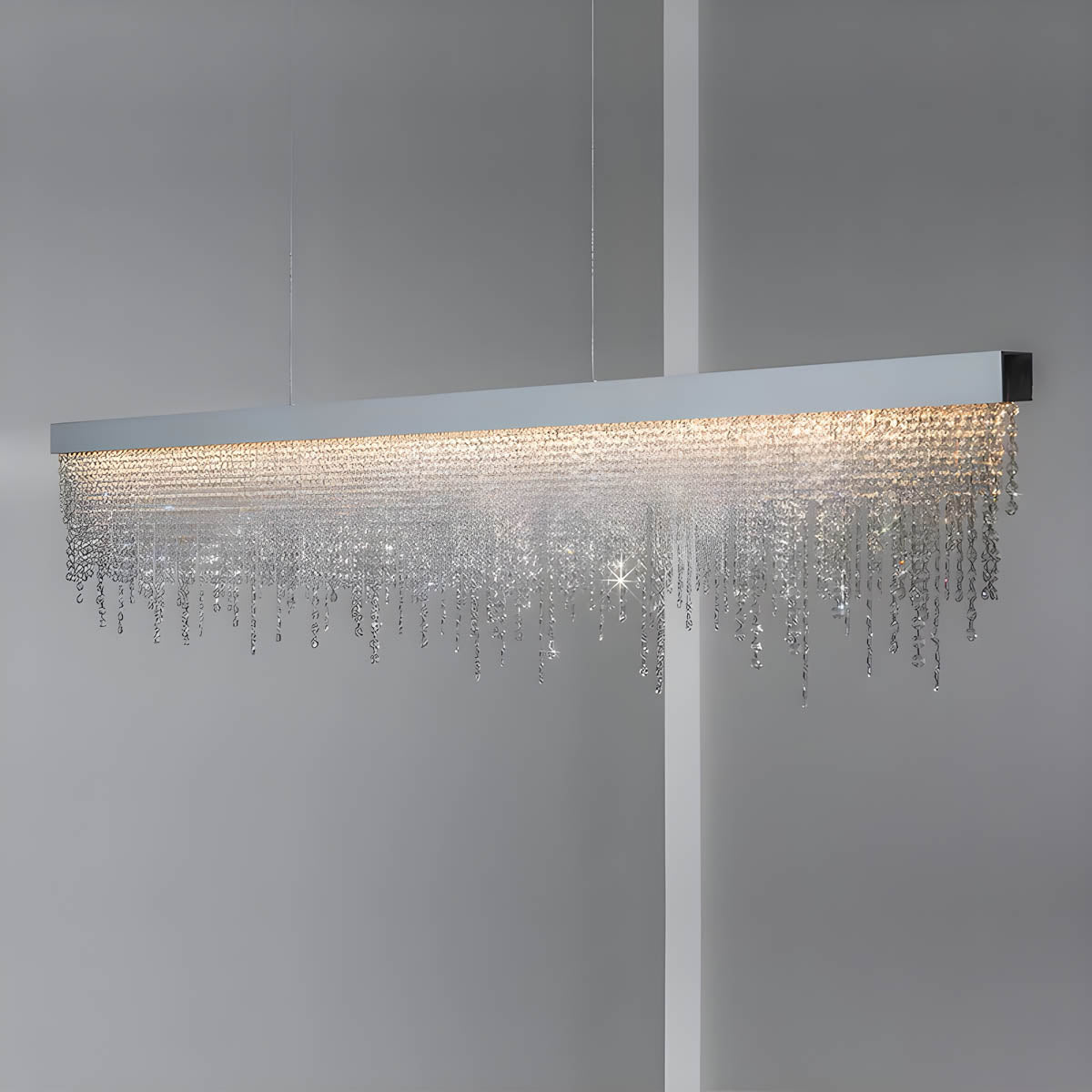 Crystal & Stainless Steel Flush Mount Ceiling Light