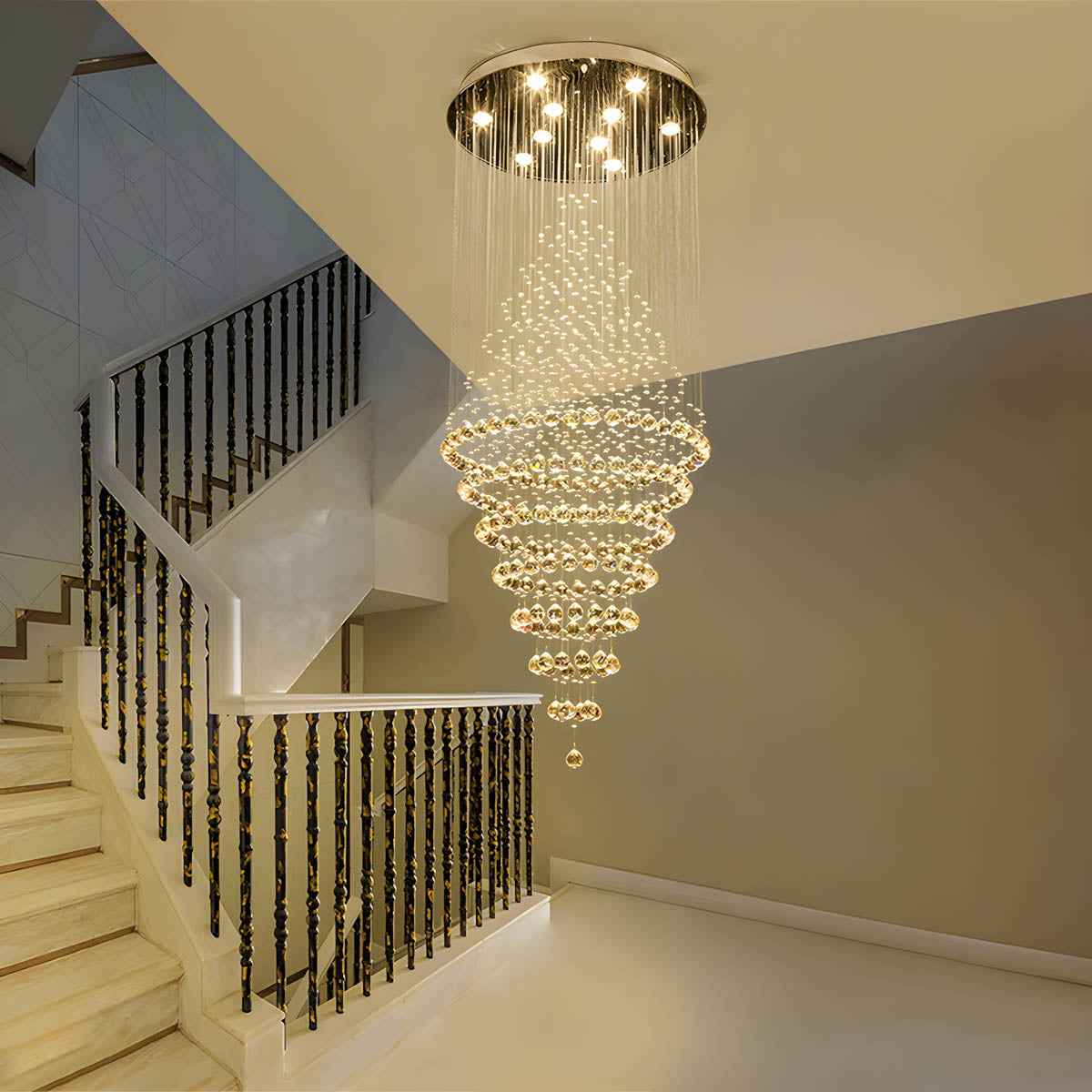 Crystal Chandelier with Stainless Steel Frame and K9 Crystals, 40–300 cm