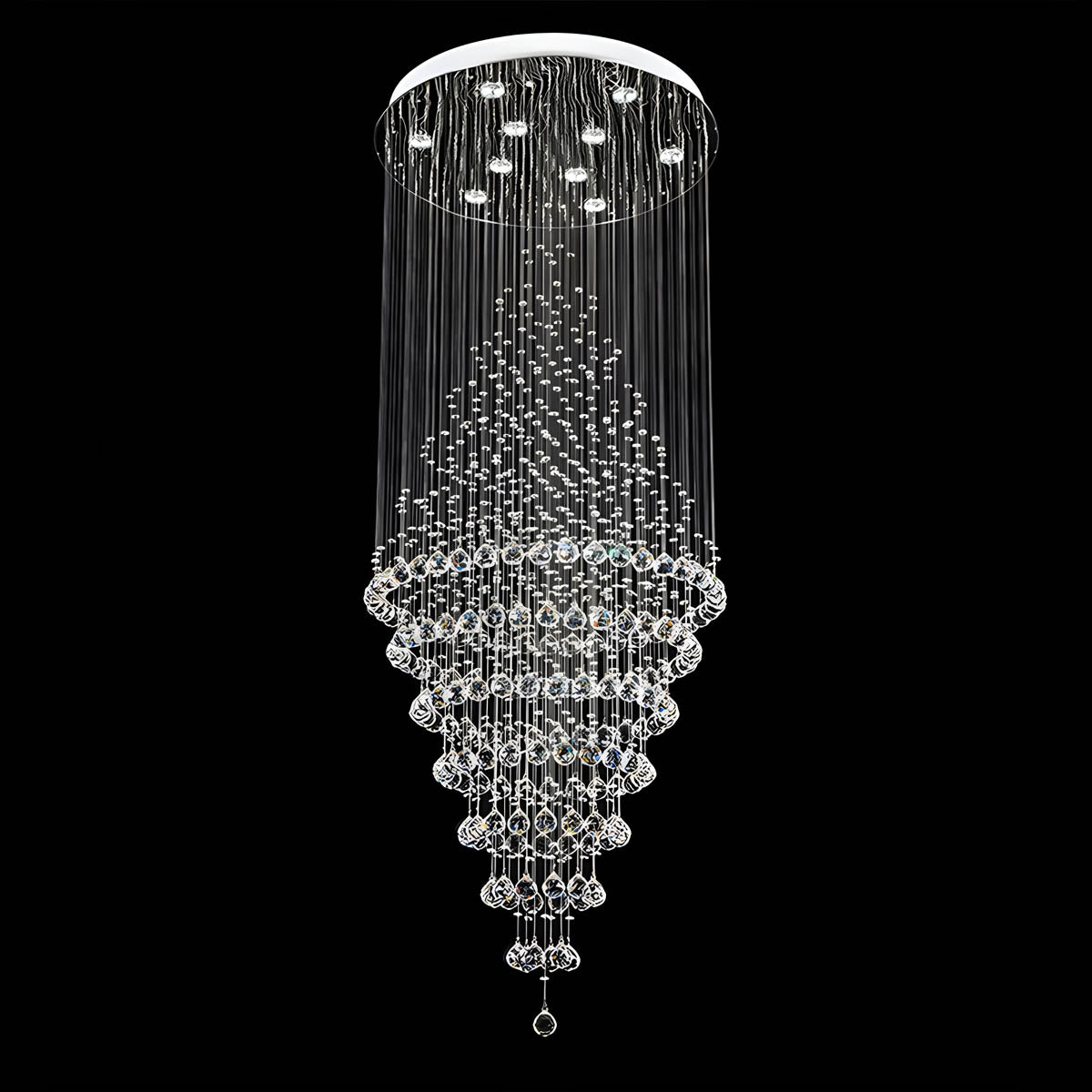 Crystal Chandelier with Stainless Steel Frame and K9 Crystals, 40–300 cm