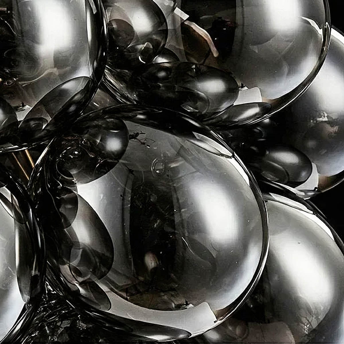 Modern Glass Bubble & Stainless Steel Chandelier