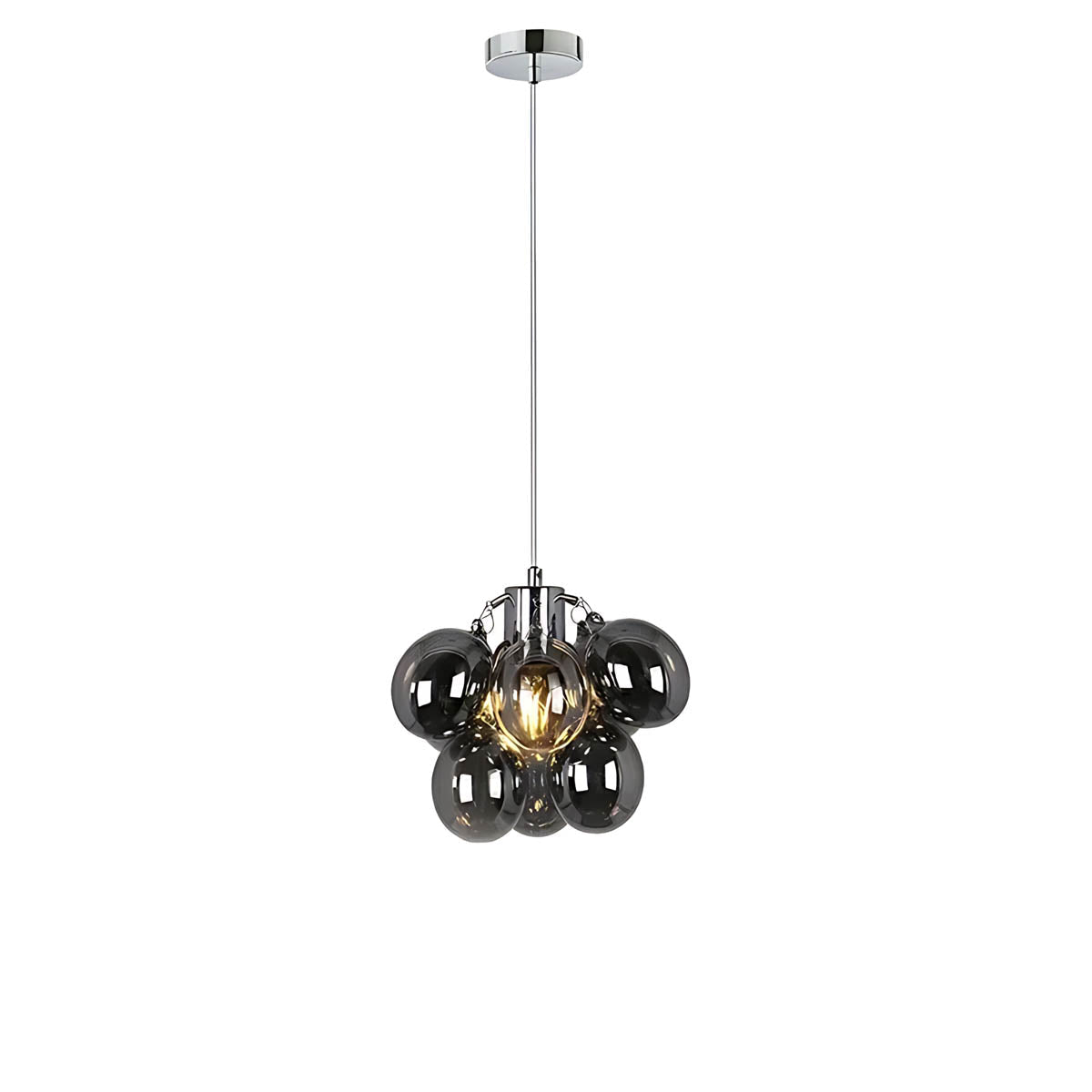 Modern Glass Bubble & Stainless Steel Chandelier