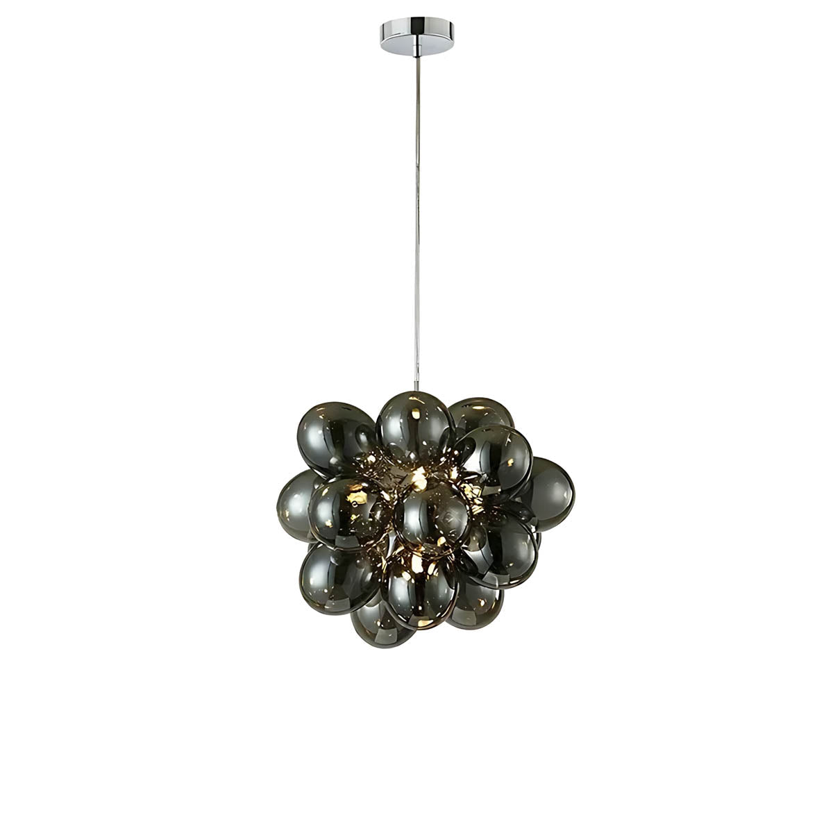 Modern Glass Bubble & Stainless Steel Chandelier
