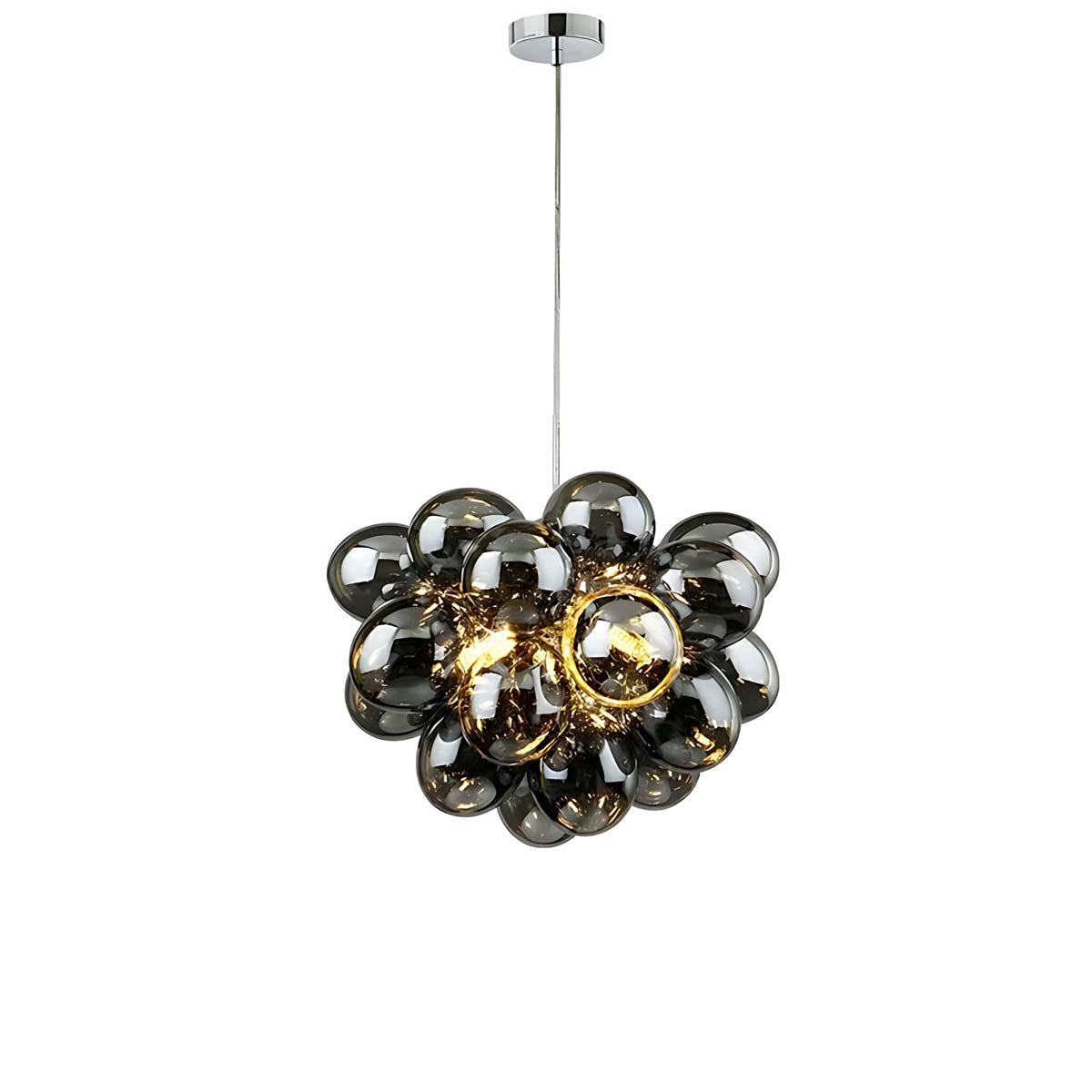 Modern Glass Bubble & Stainless Steel Chandelier