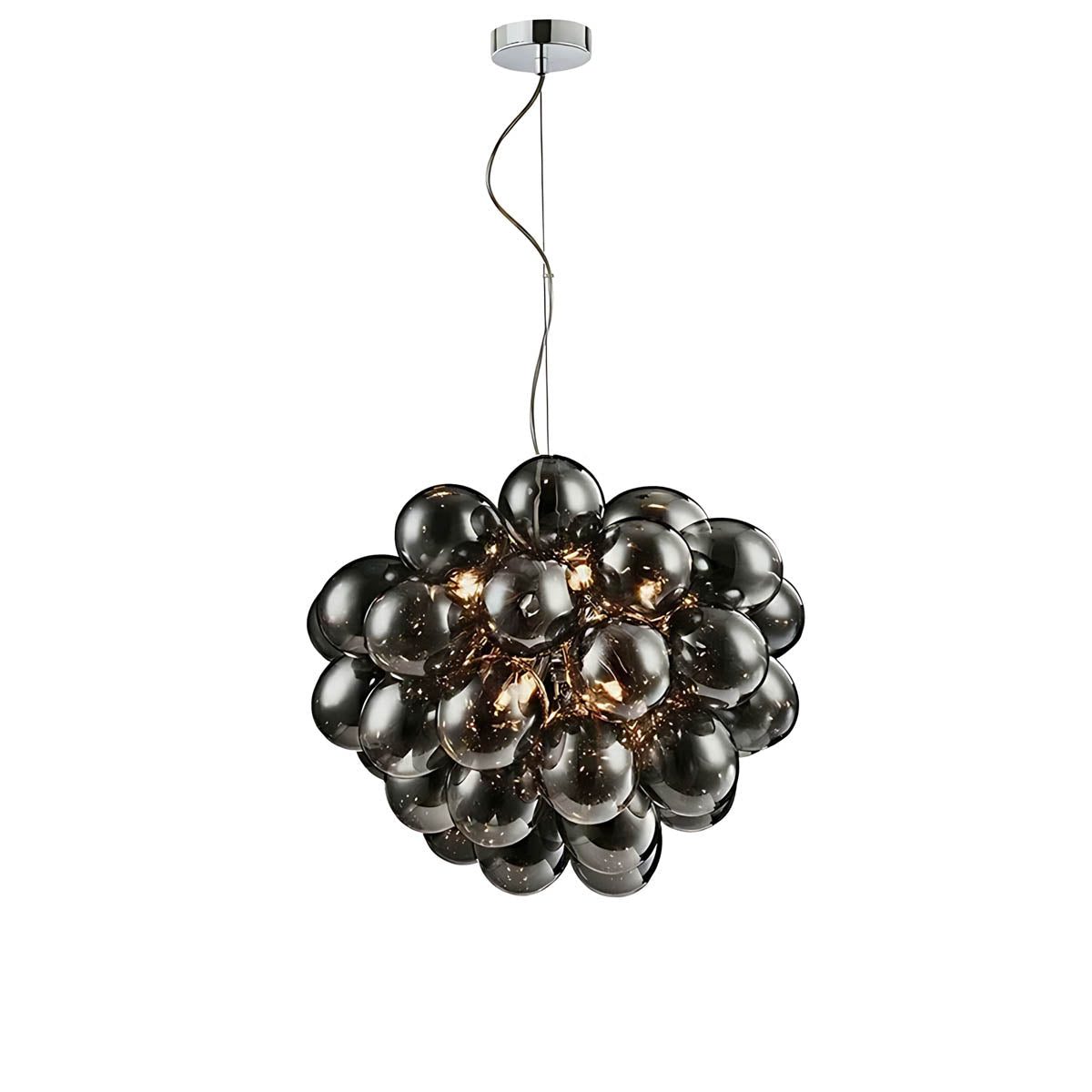 Modern Glass Bubble & Stainless Steel Chandelier