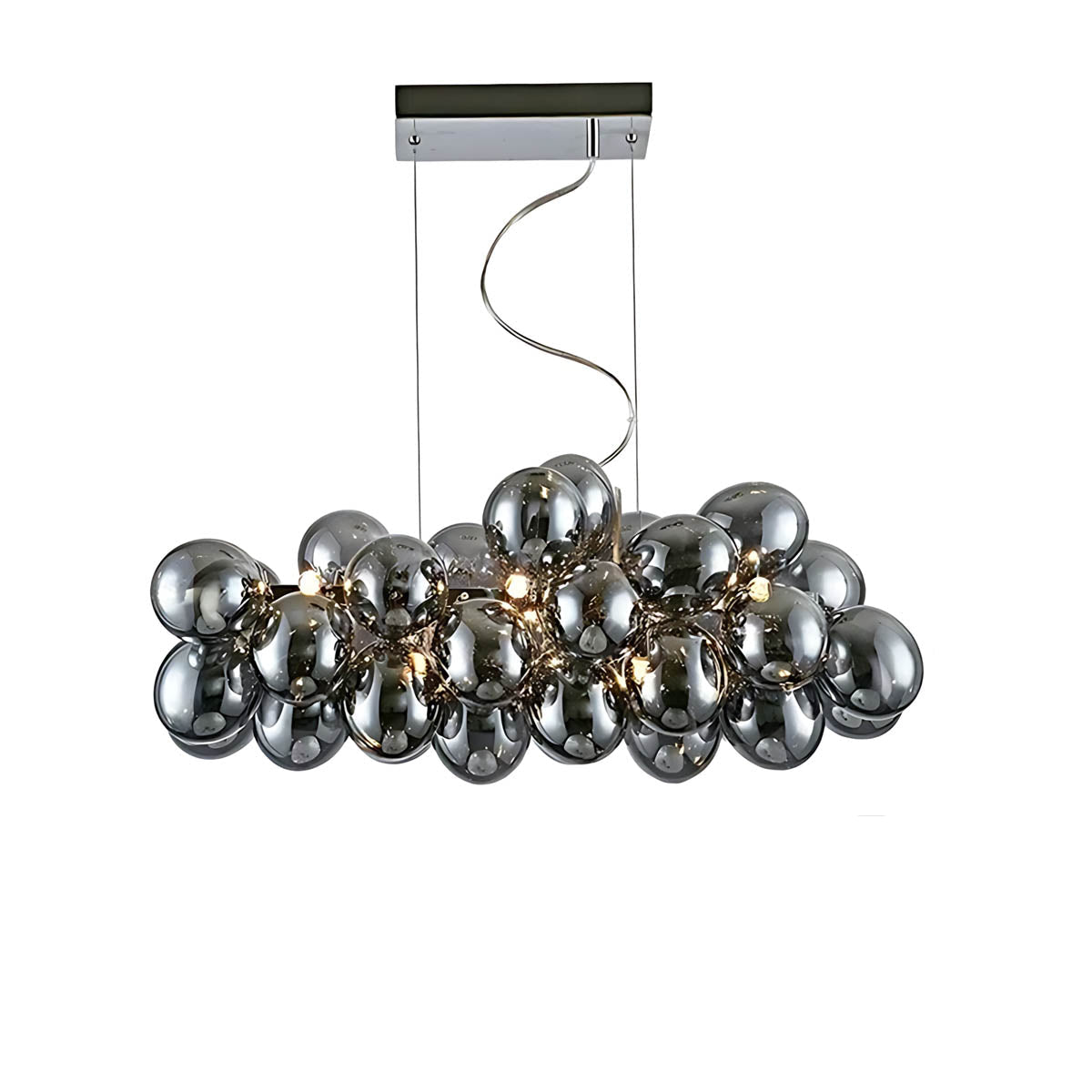 Modern Glass Bubble & Stainless Steel Chandelier