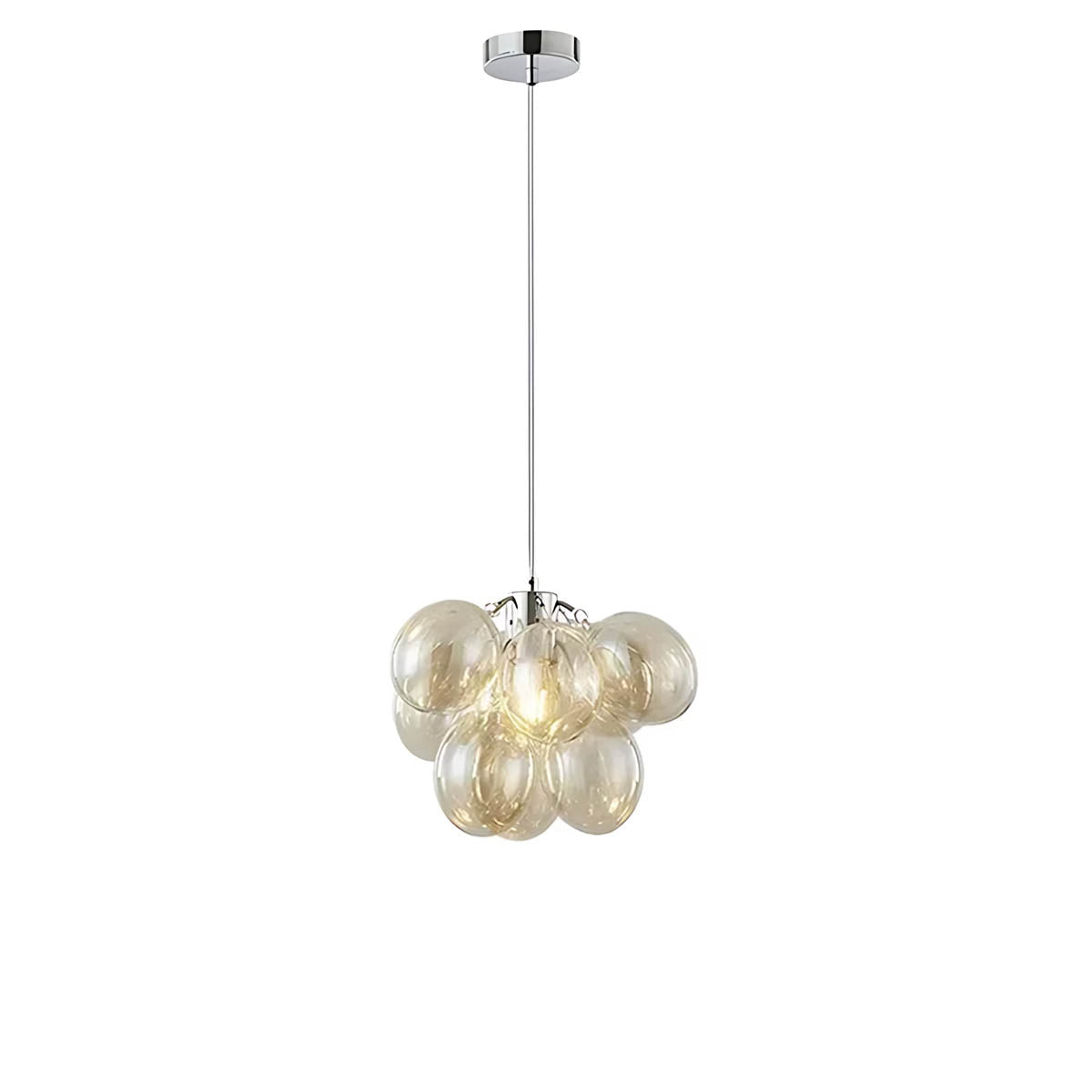 Modern Glass Bubble & Stainless Steel Chandelier