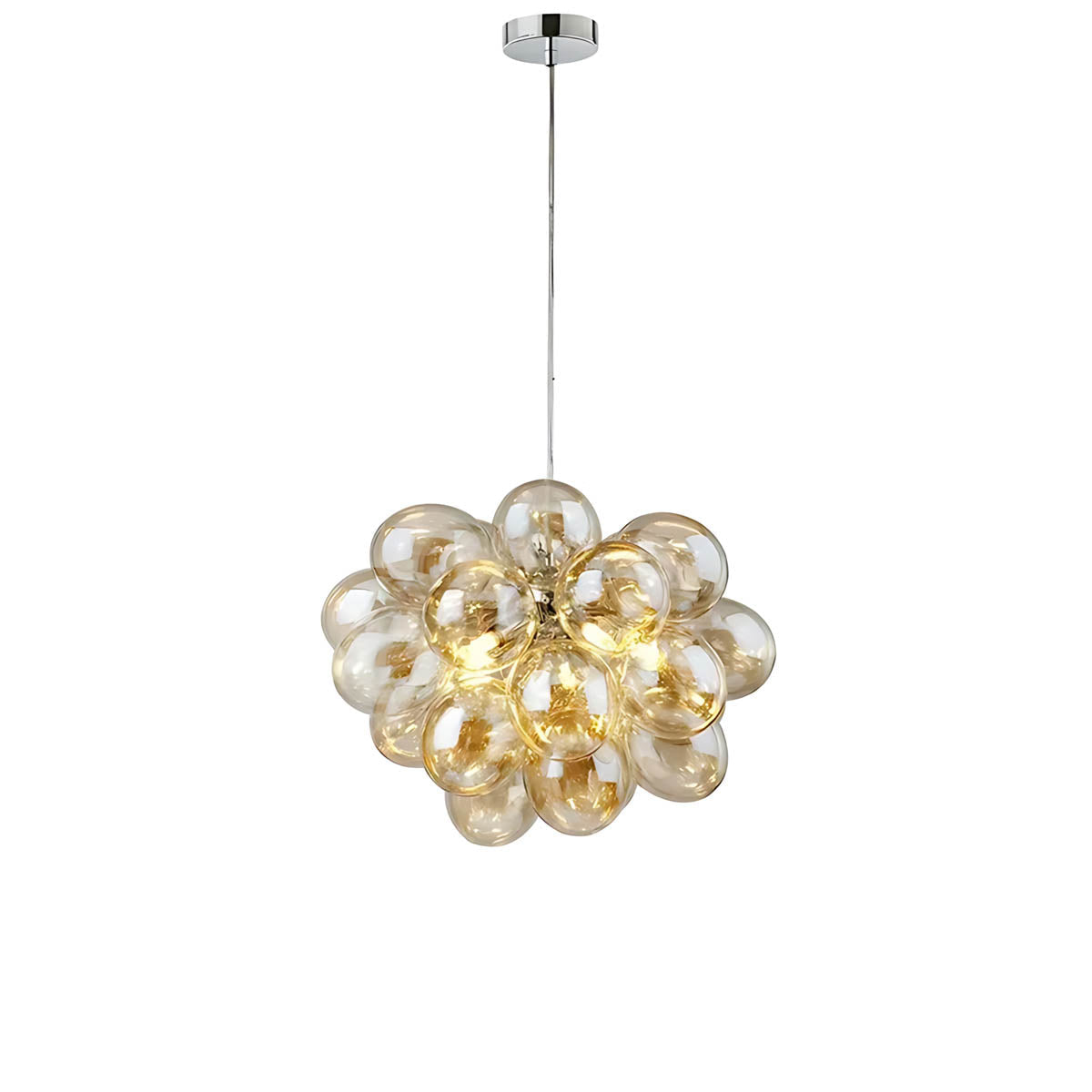 Modern Glass Bubble & Stainless Steel Chandelier