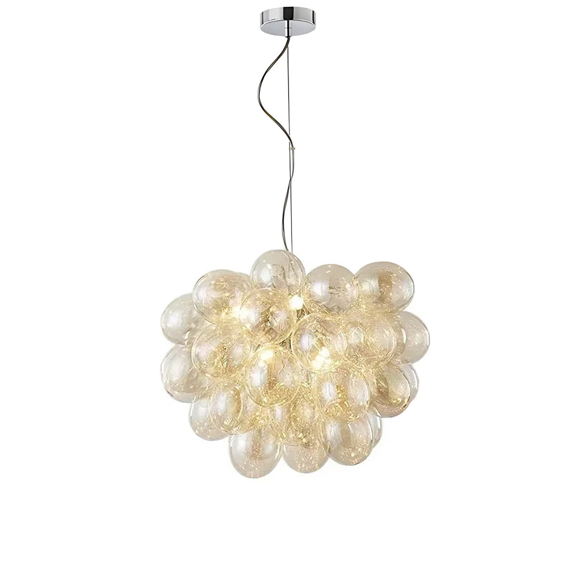 Modern Glass Bubble & Stainless Steel Chandelier