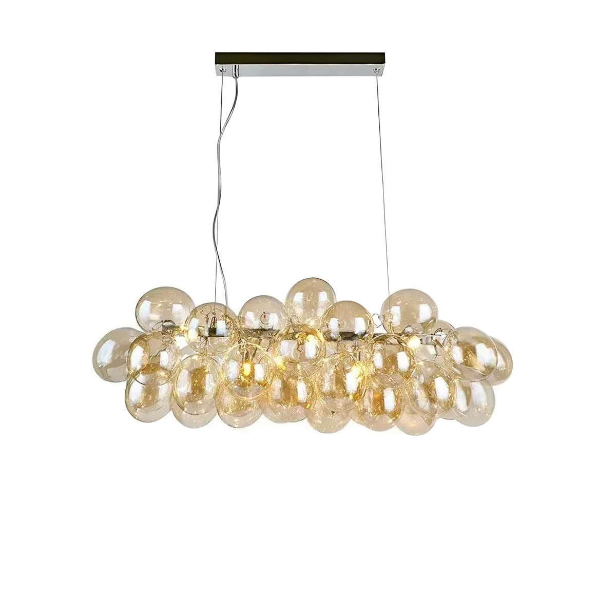 Modern Glass Bubble & Stainless Steel Chandelier