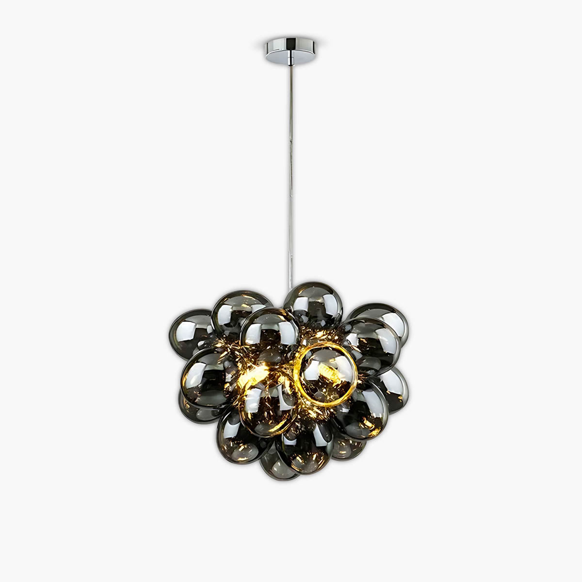 Modern Glass Bubble & Stainless Steel Chandelier
