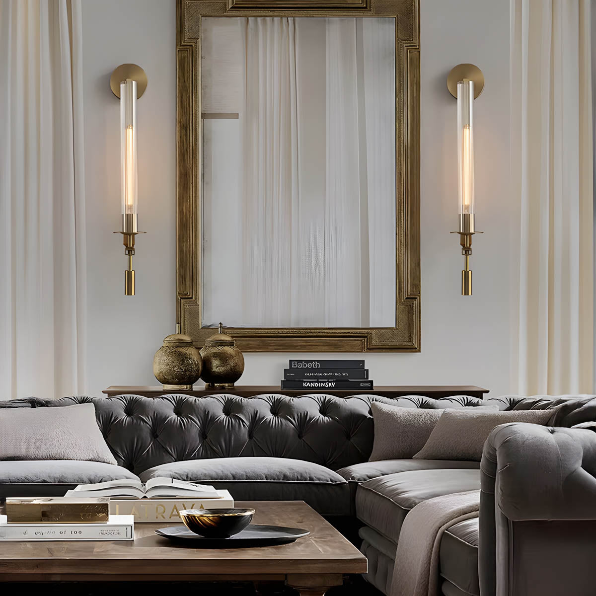 Metal & Glass LED Wall Light – LEXIE Nordic Long Sconce