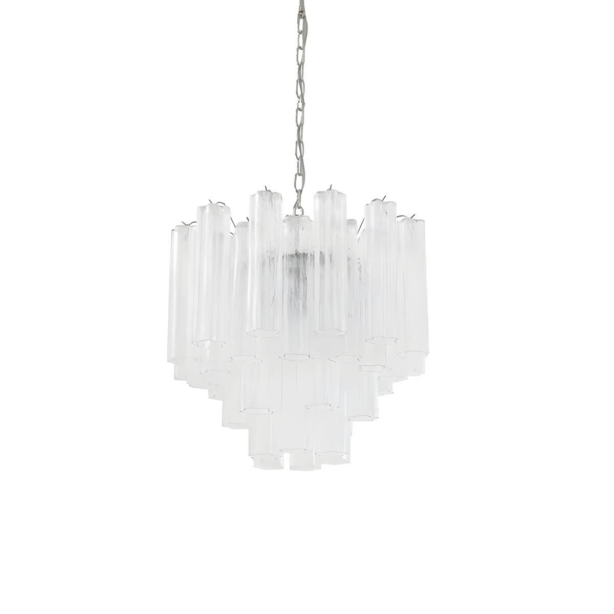 Glass tube chandelier with stainless steel frame