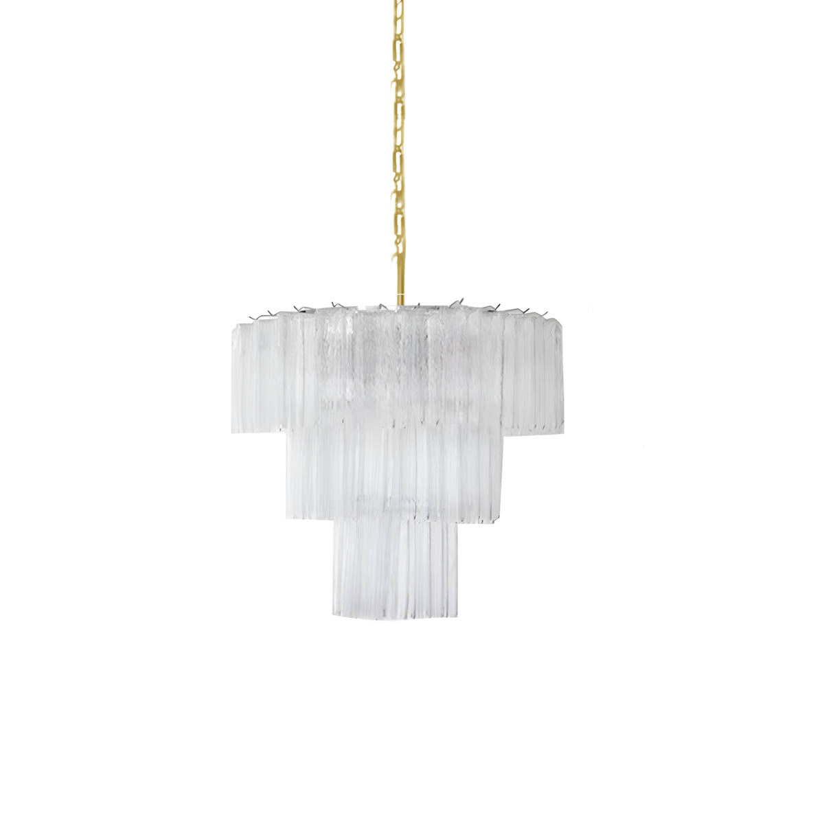 Glass tube chandelier with stainless steel frame