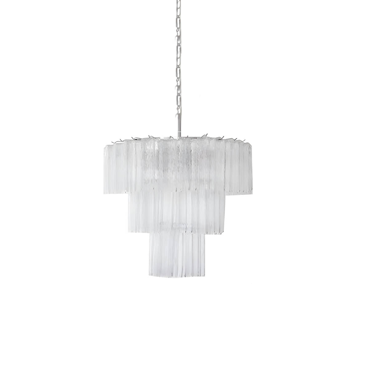 Glass tube chandelier with stainless steel frame