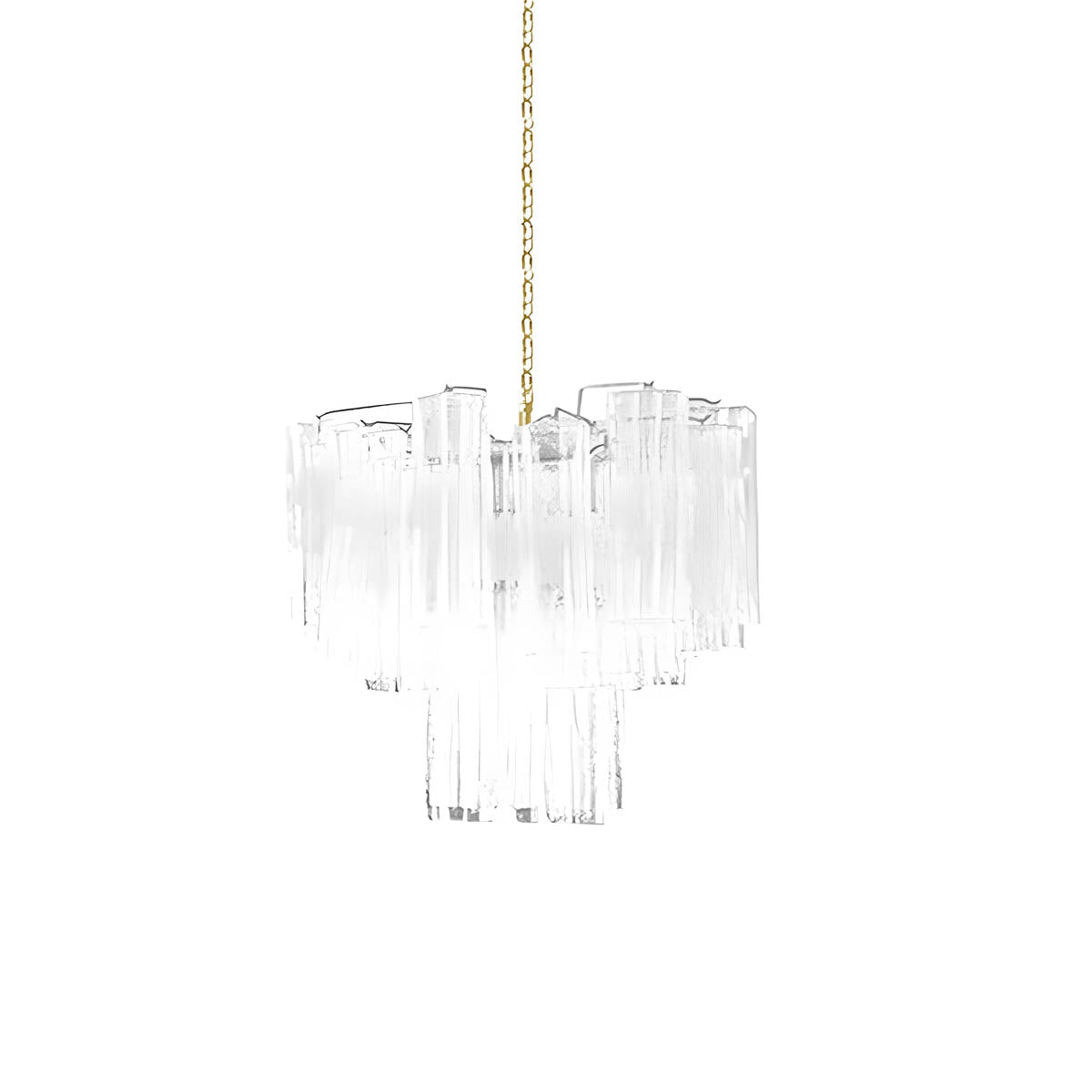 Glass tube chandelier with stainless steel frame