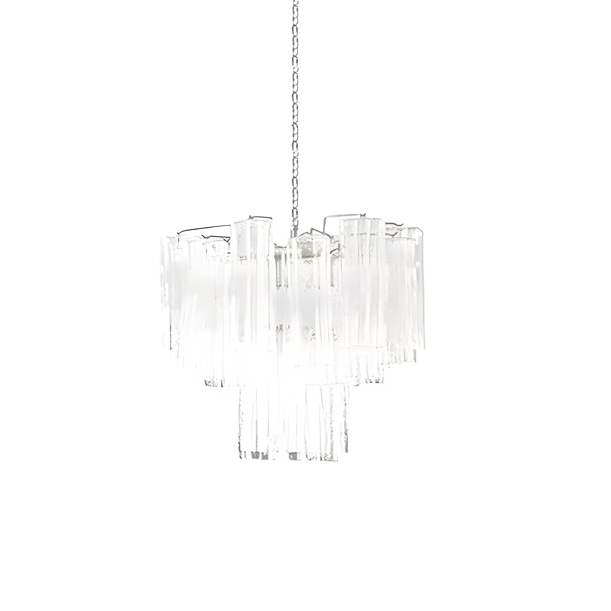 Glass tube chandelier with stainless steel frame