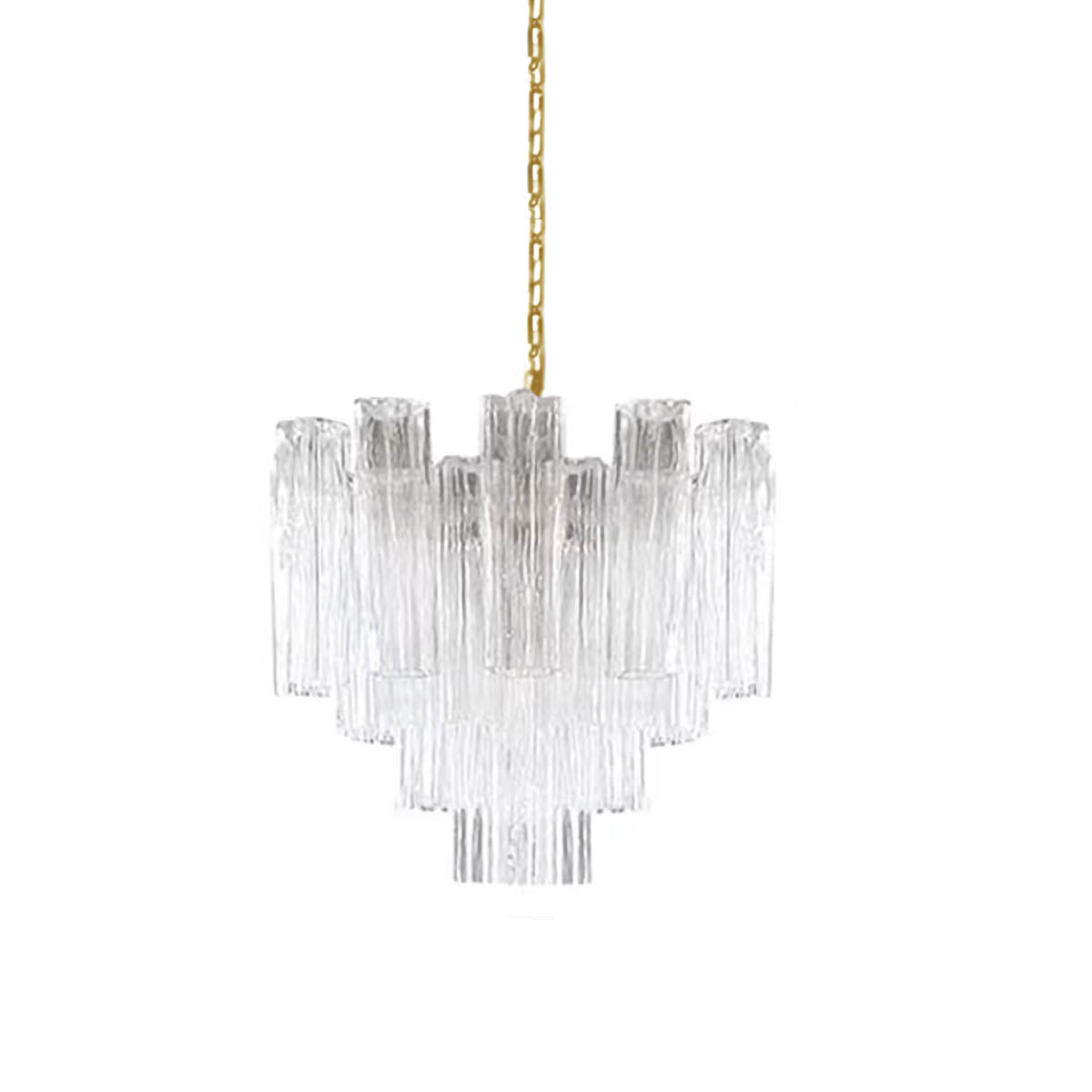 Glass tube chandelier with stainless steel frame