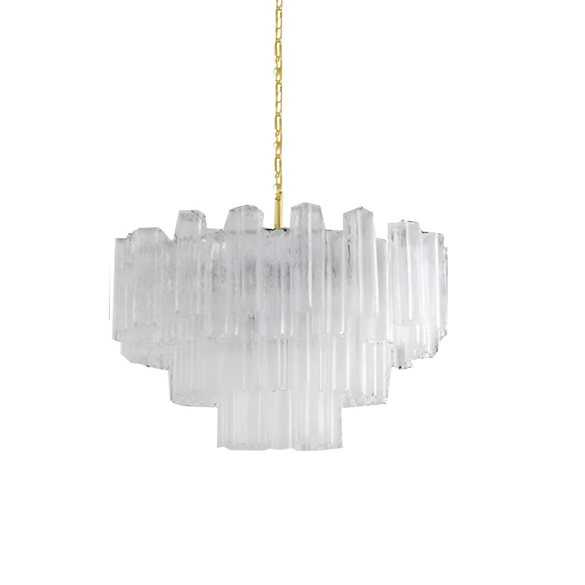 Glass tube chandelier with stainless steel frame