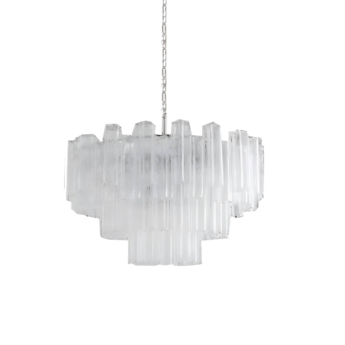 Glass tube chandelier with stainless steel frame