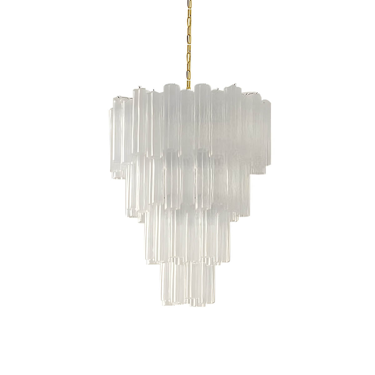 Glass tube chandelier with stainless steel frame